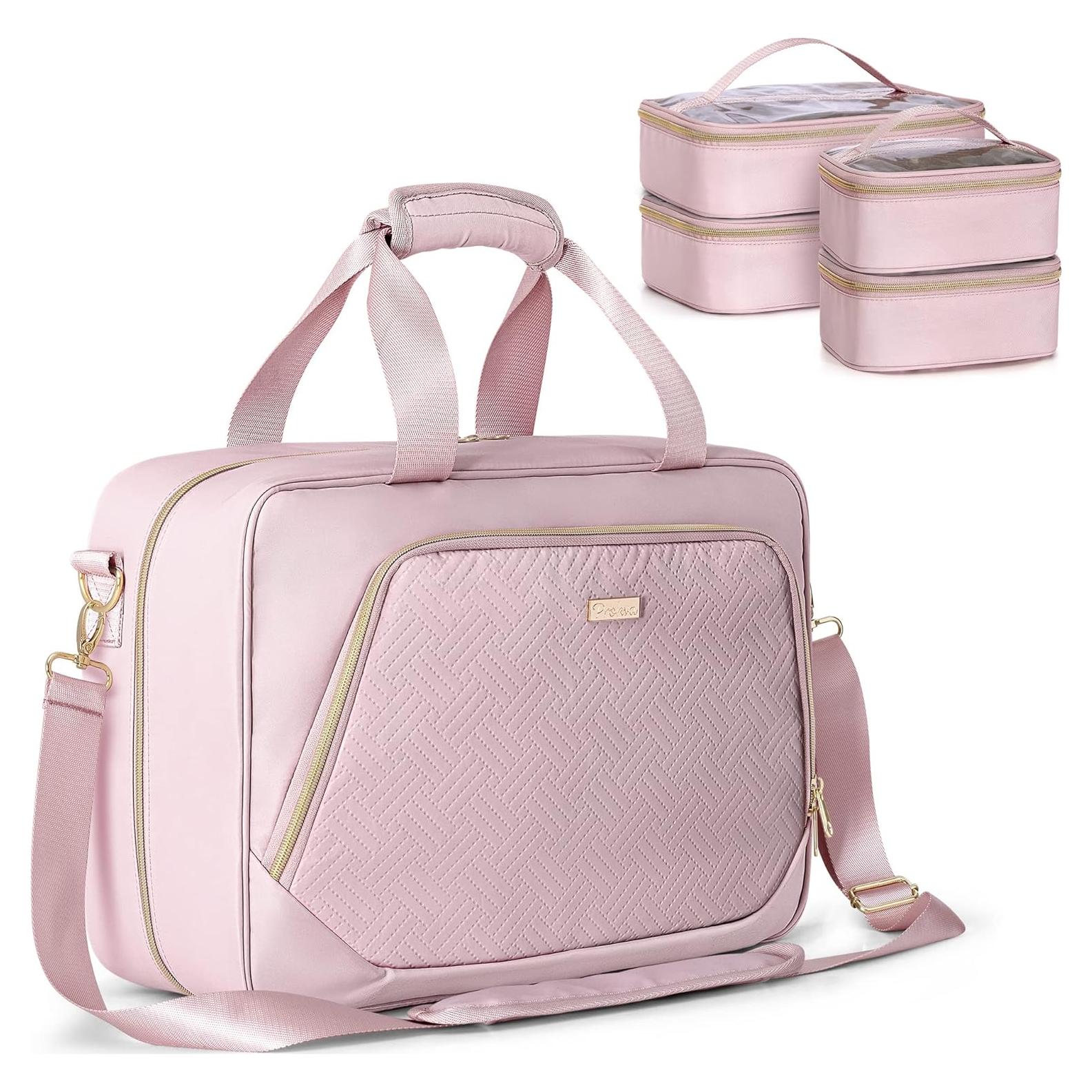 Estuche de Maquillaje Prokva Rosa 5 en 1 con 4 Bolsas