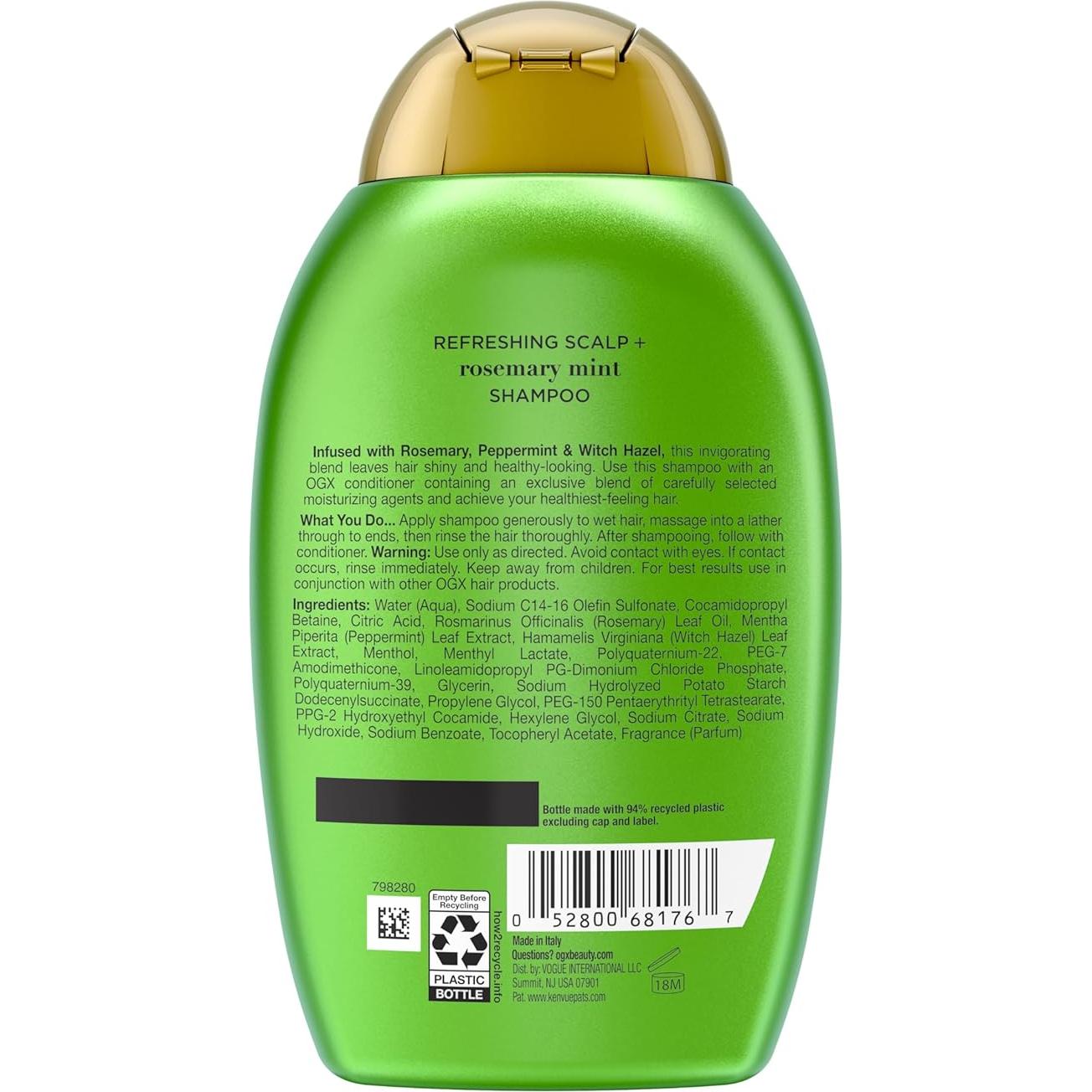 Champú Refrescante OGX 384 ml Romero y Menta Sin Sulfatos