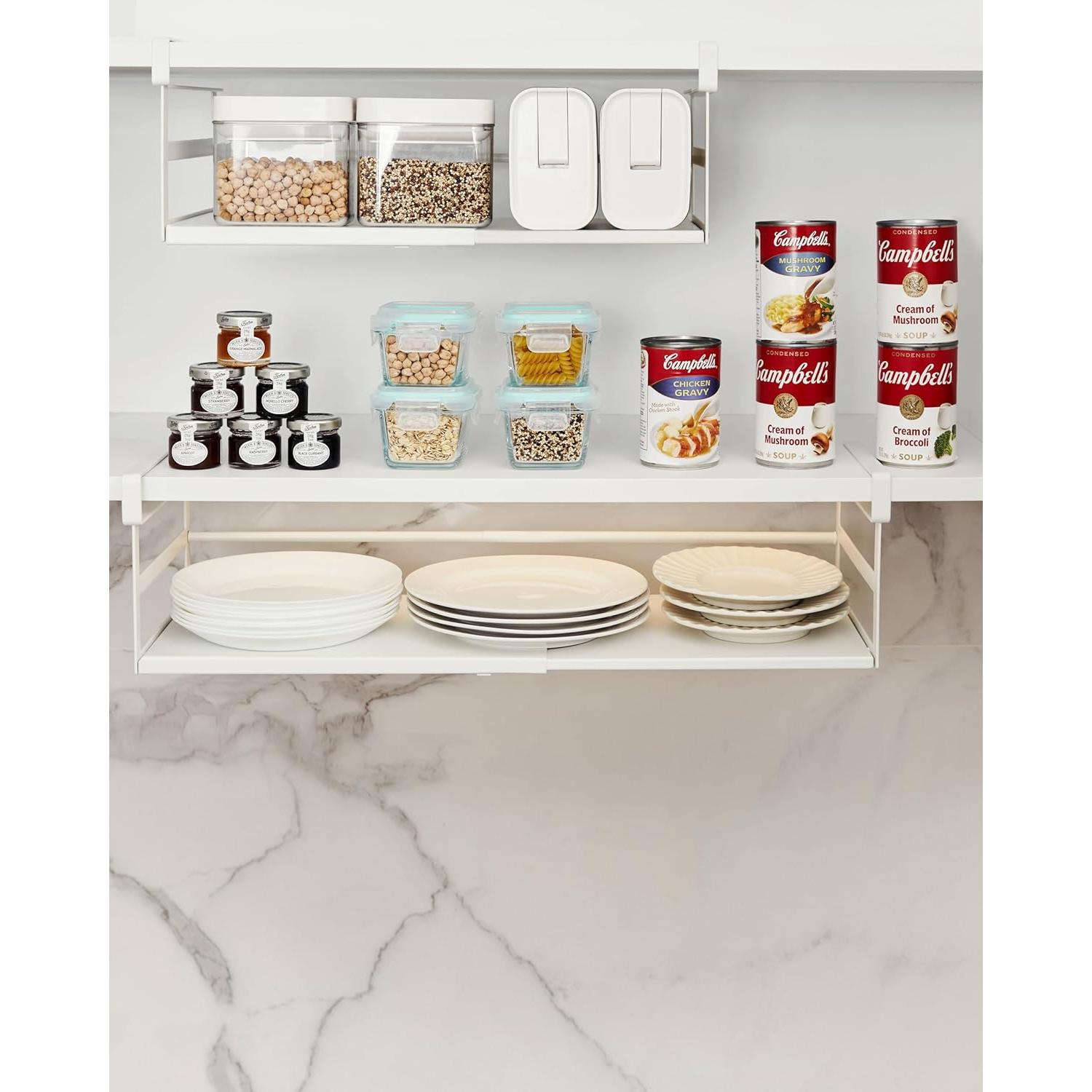 Cesta Bajo Estante Selosiz Expandible 2 Paquetes Blanca