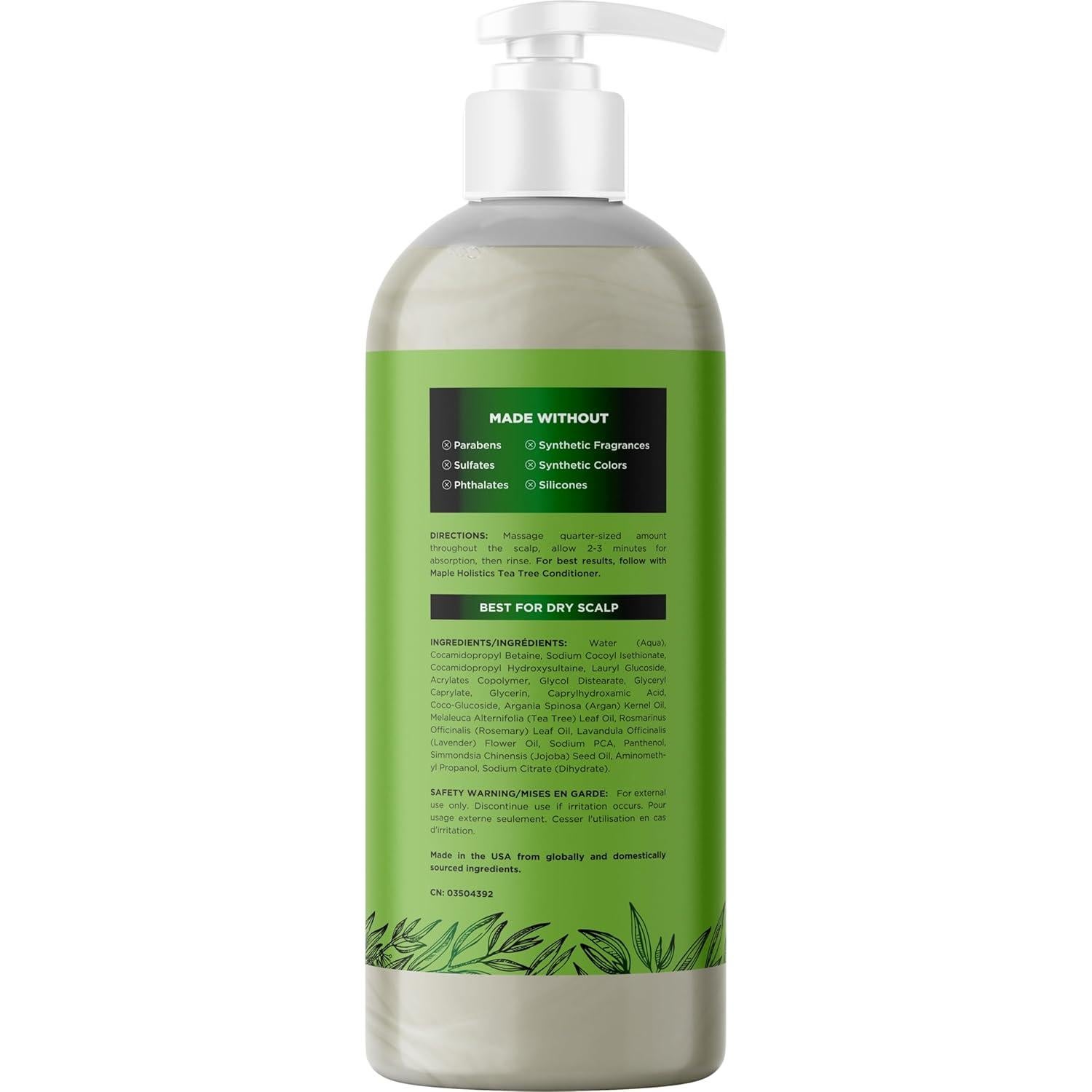 Champú Aclarador Maple Holistics 473ml Árbol de Té Cabello Graso