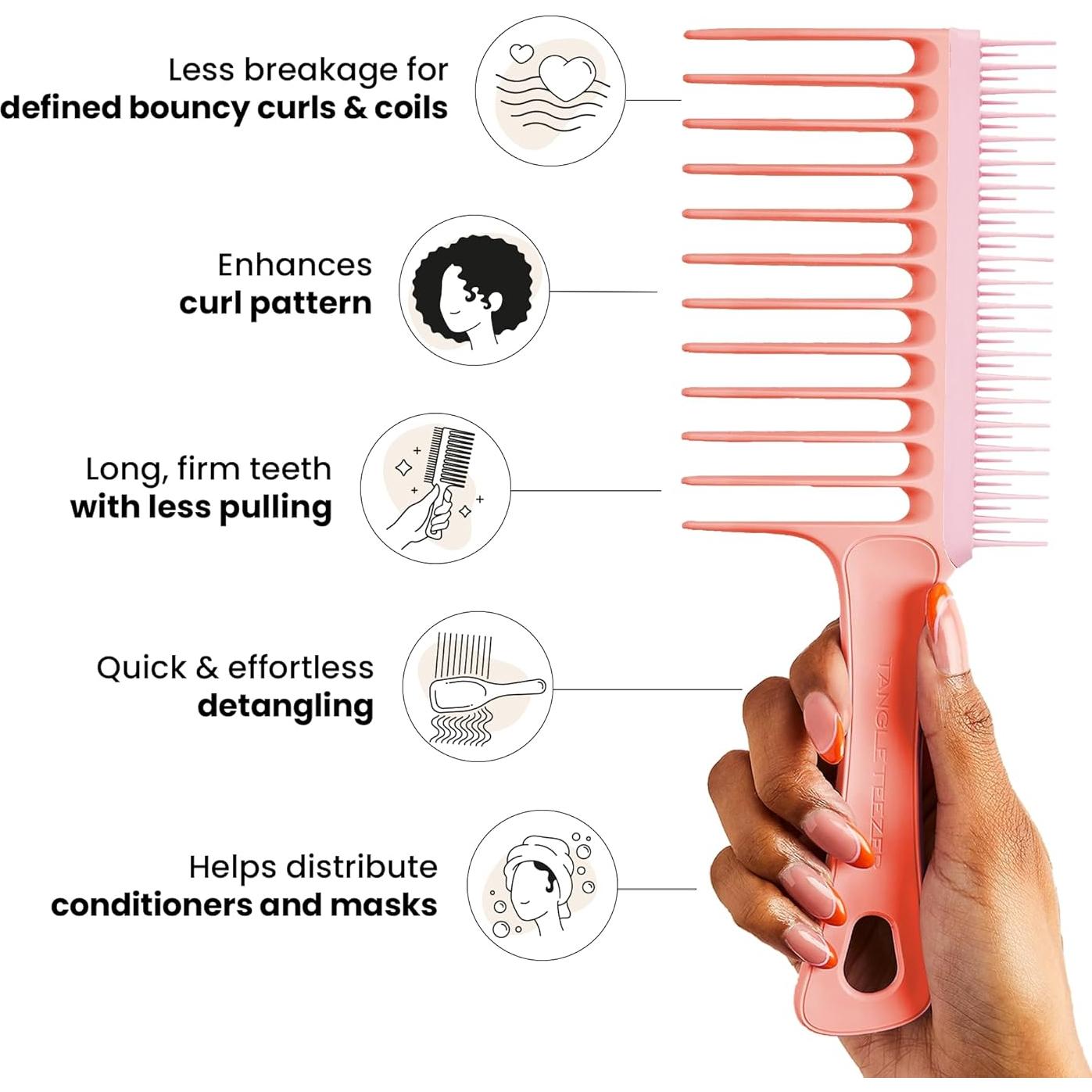 Peine Dientes Anchos Tangle Teezer Durazno para Cabello Rizado