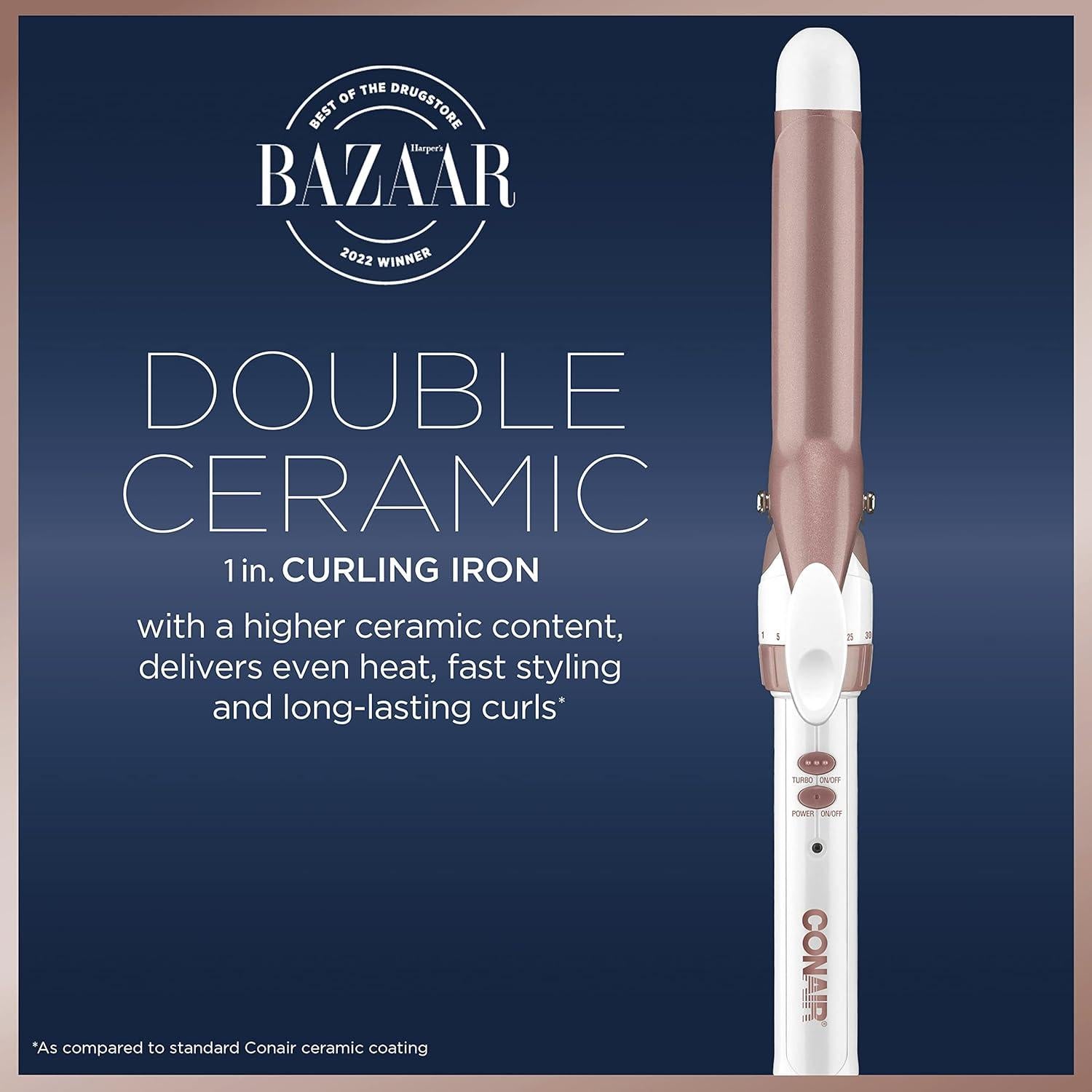 Plancha de Rizar Cerámica Conair 1 Pulgada Rosa Dorado