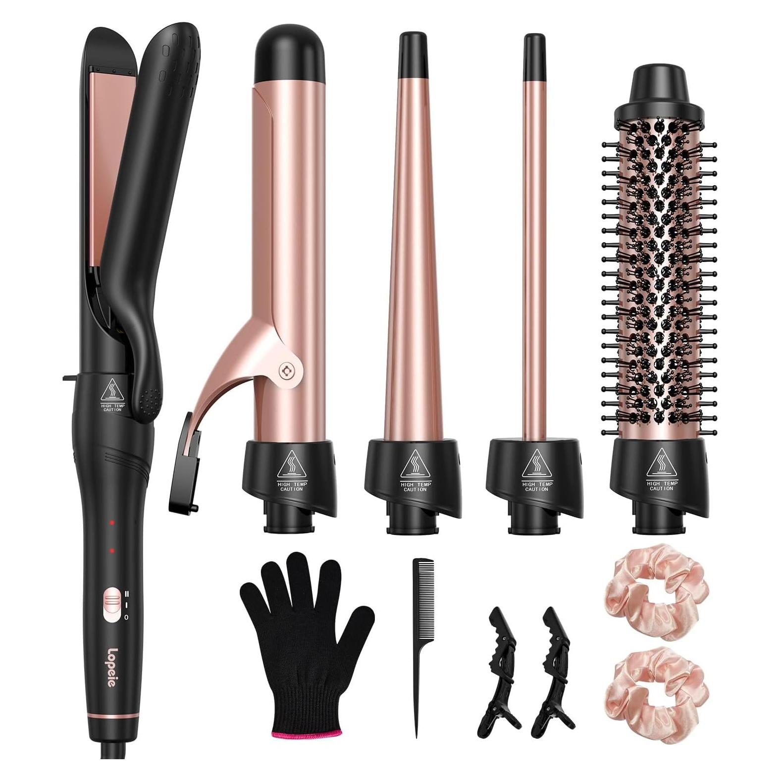 Set de Plancha de Rizar 5 en 1 Lopeie Oro Rosa 0.99 kg