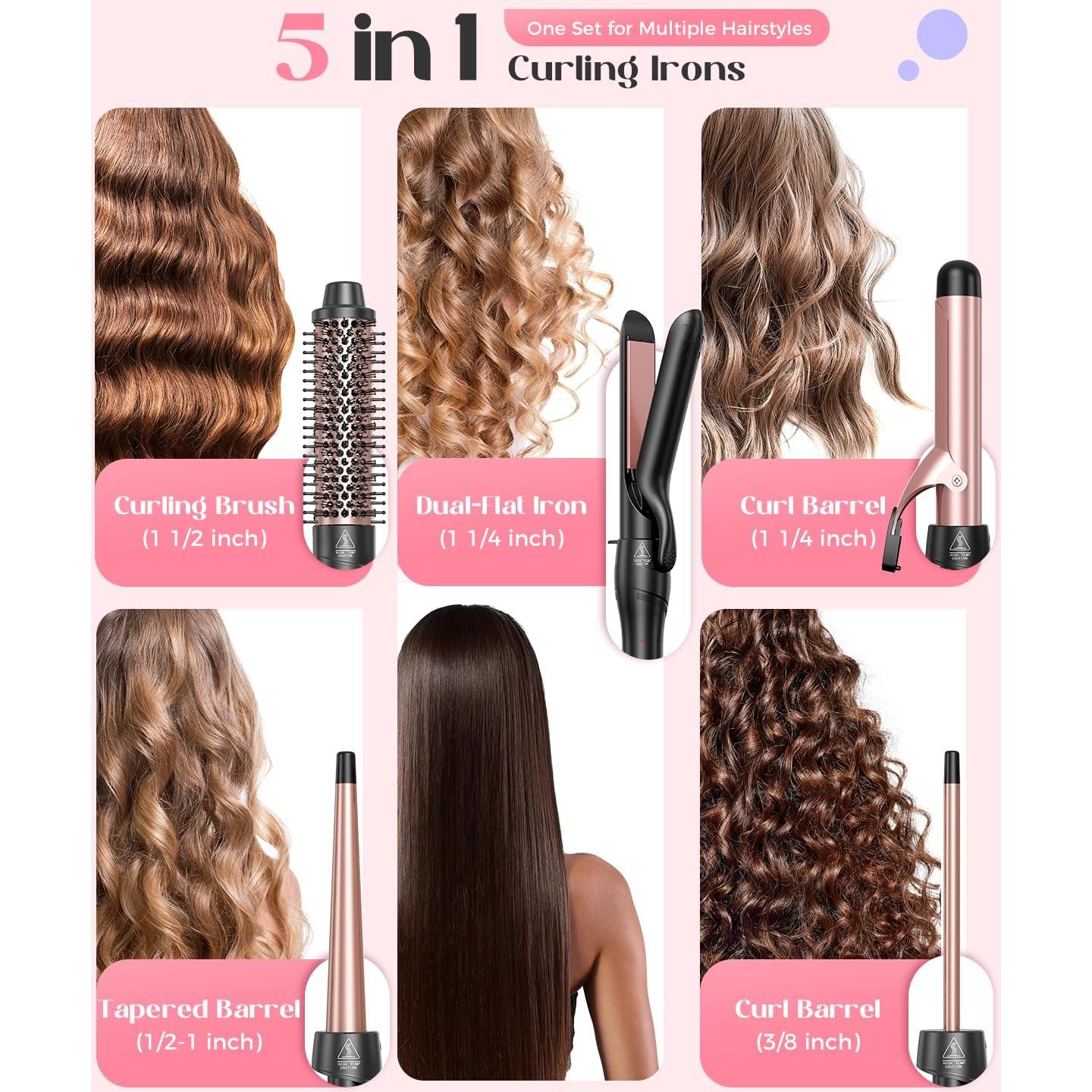 Set de Plancha de Rizar 5 en 1 Lopeie Oro Rosa 0.99 kg