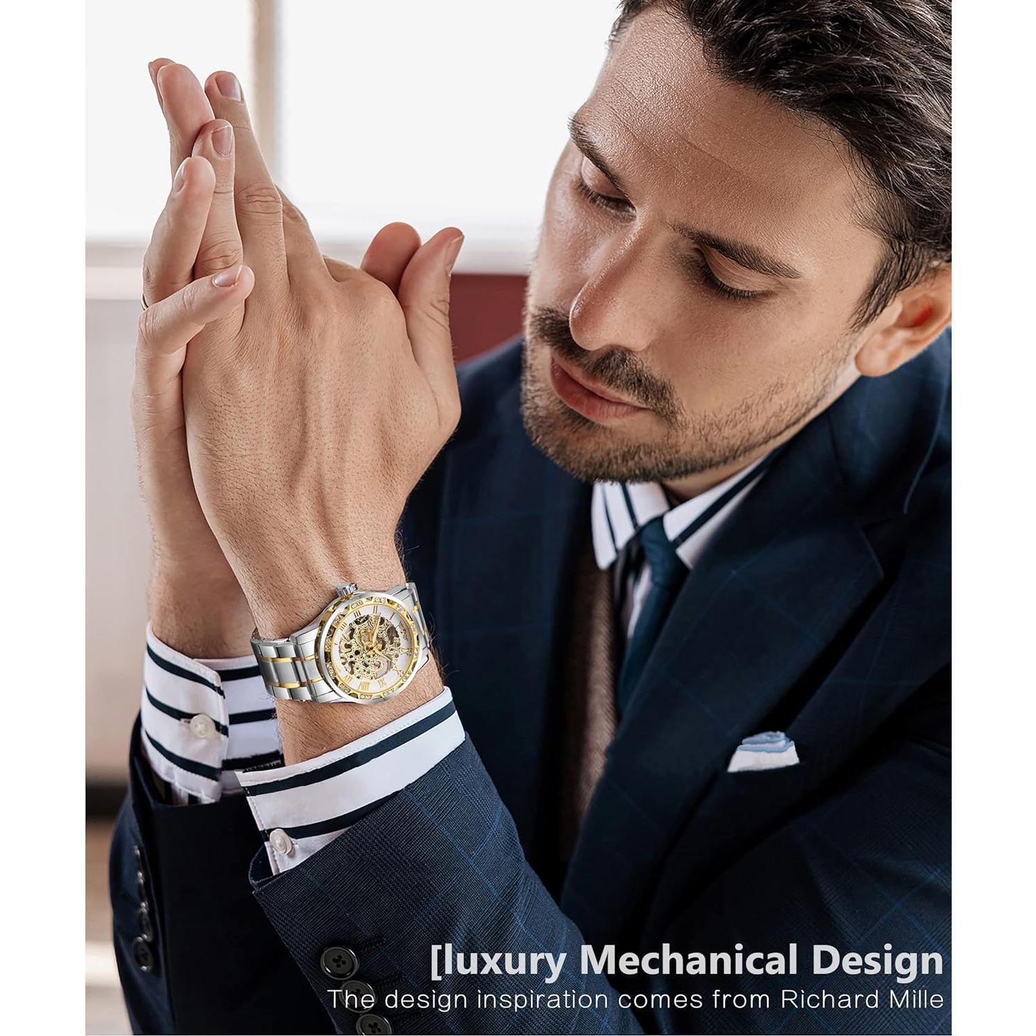 Reloj Esqueleto Mecánico Retro Winner con Diamantes 17,7x12cm