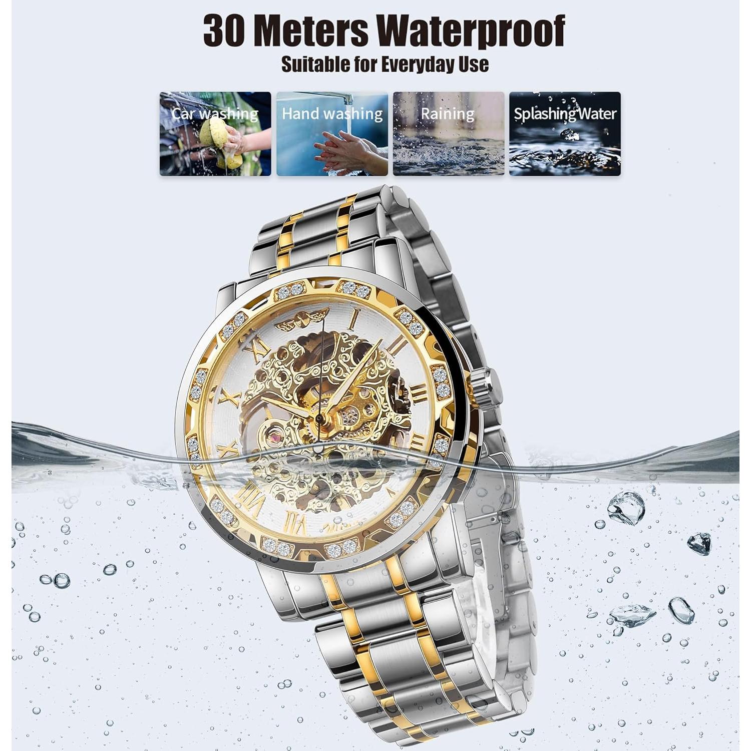 Reloj Esqueleto Mecánico Retro Winner con Diamantes 17,7x12cm