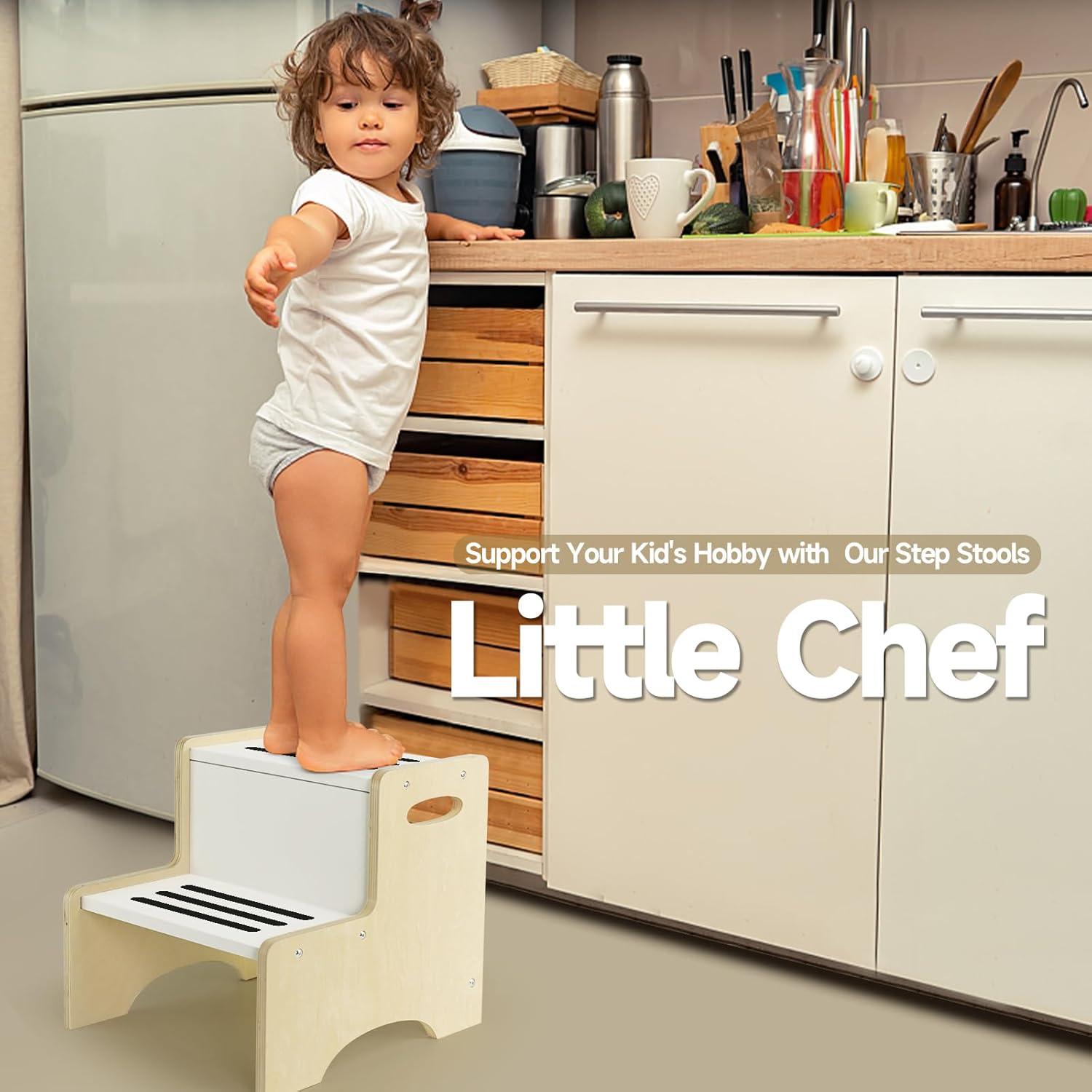 Banco de Paso WOOD CITY para Niños Blanco con Escalones