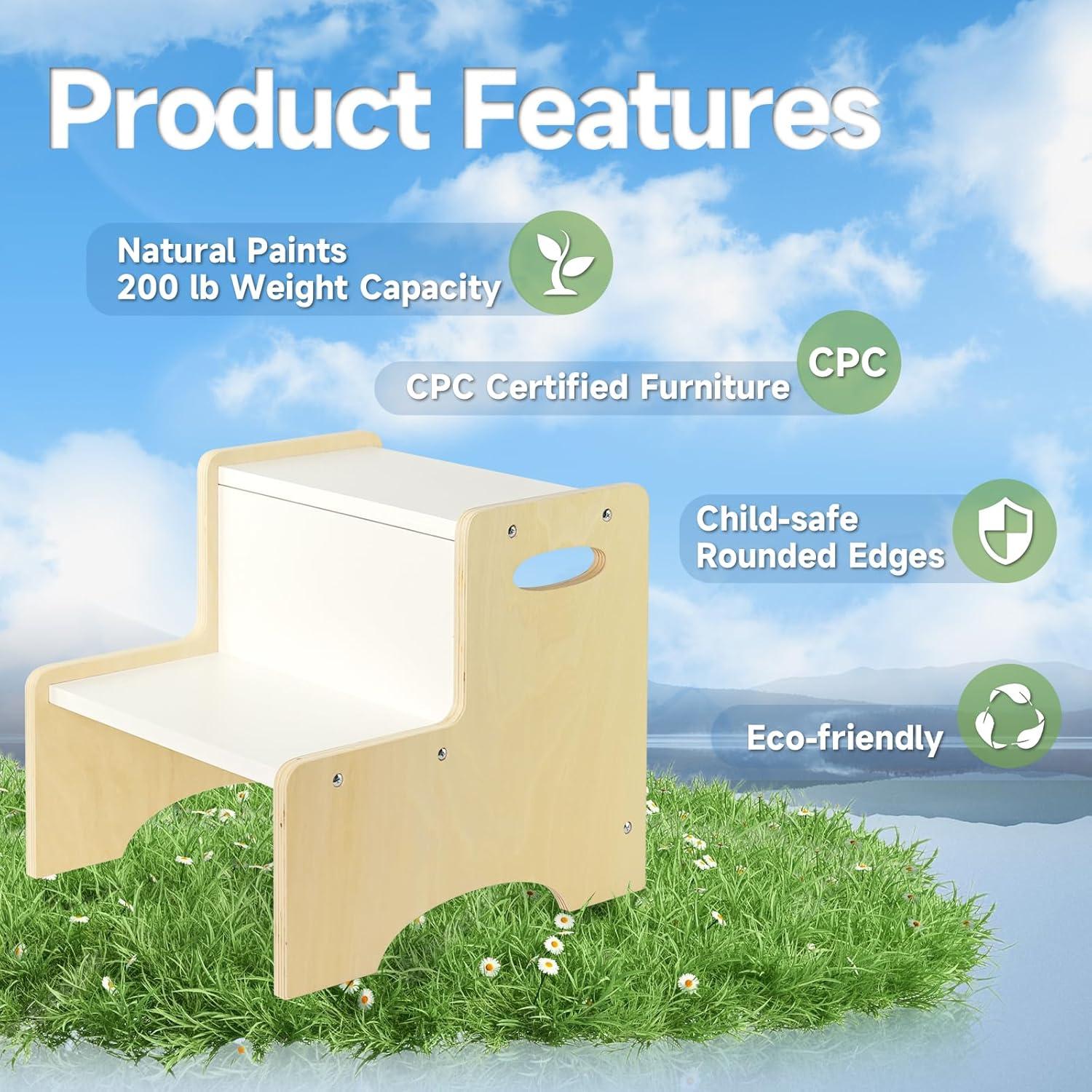 Banco de Paso WOOD CITY para Niños Blanco con Escalones