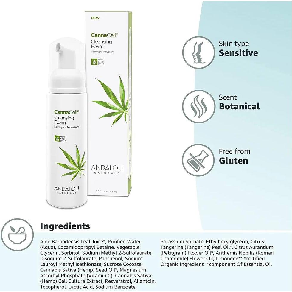 Espuma Limpiadora Botánica Andalou Naturals CannaCell 162 ml