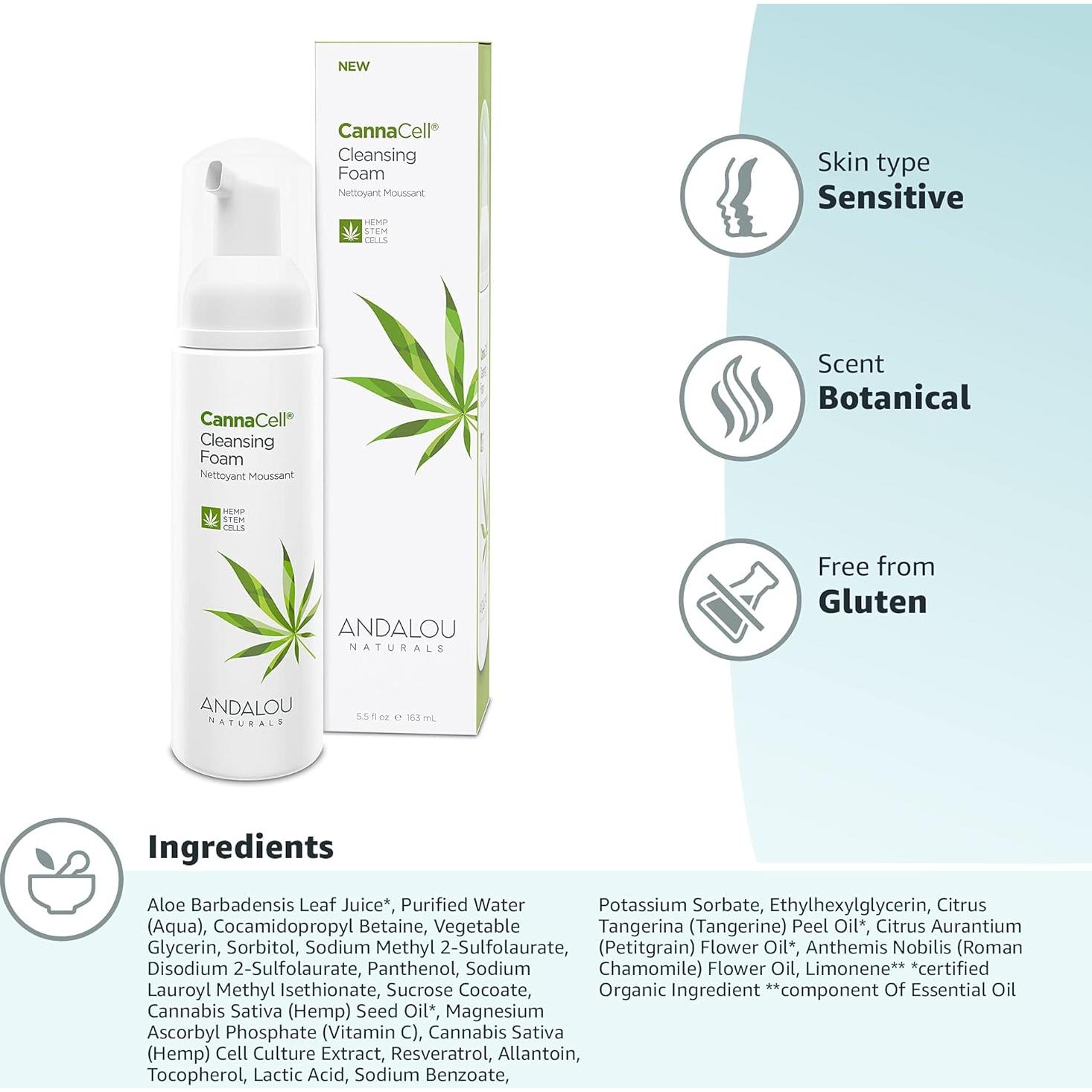 Espuma Limpiadora Botánica Andalou Naturals CannaCell 162 ml