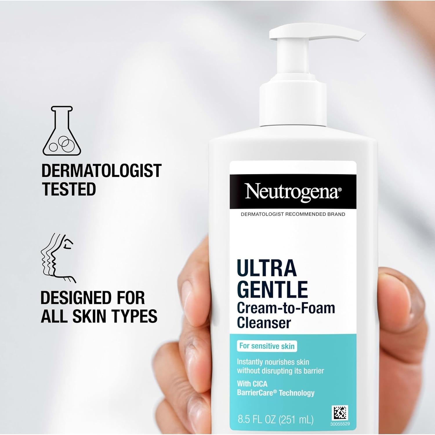 Neutrogena Limpiador Facial Crema a Espuma 340 ml Piel Sensible