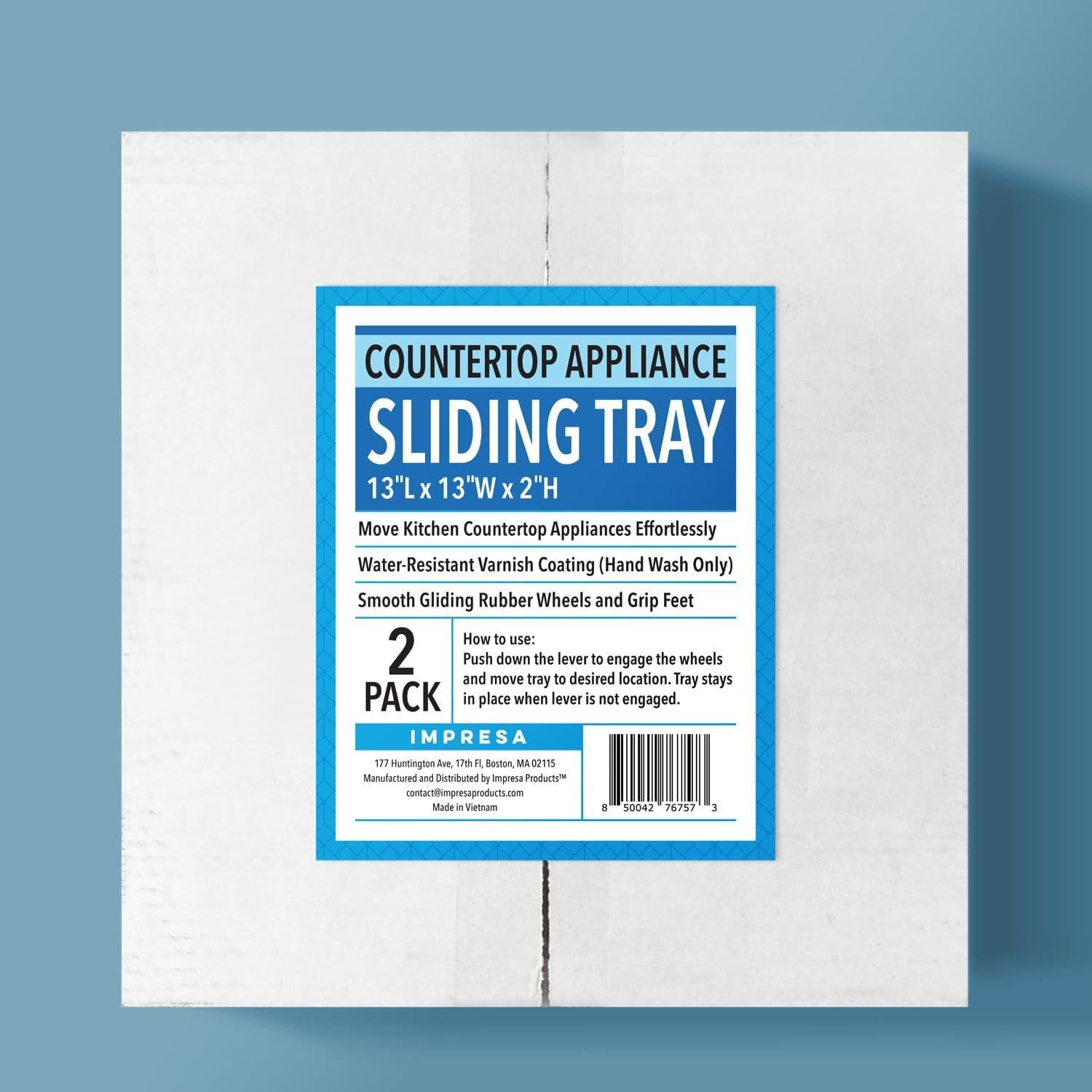 Bandeja Deslizante de Madera IMPRESA 2 Pack 33x33 cm