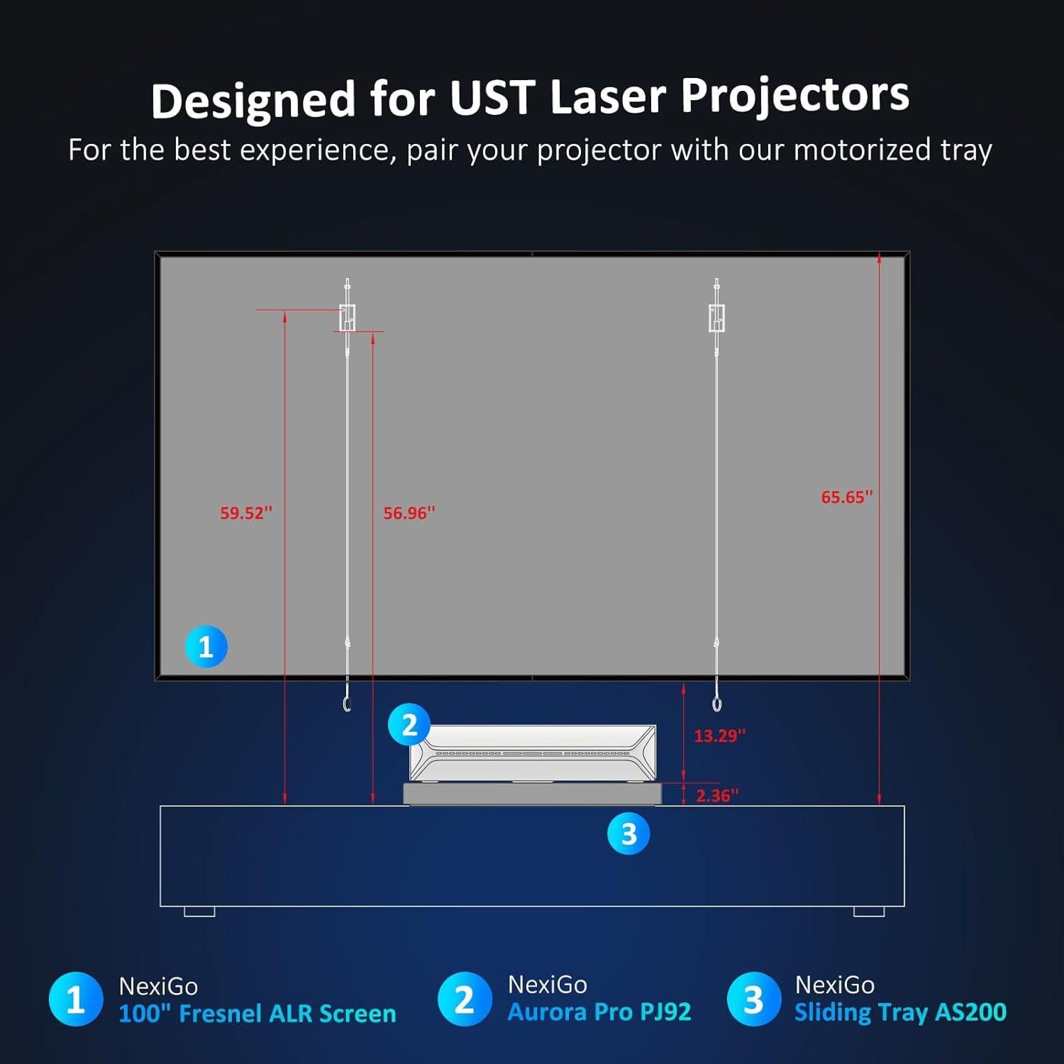 Bandeja Deslizante Motorizada NexiGo AS200 para Proyector UST 150"