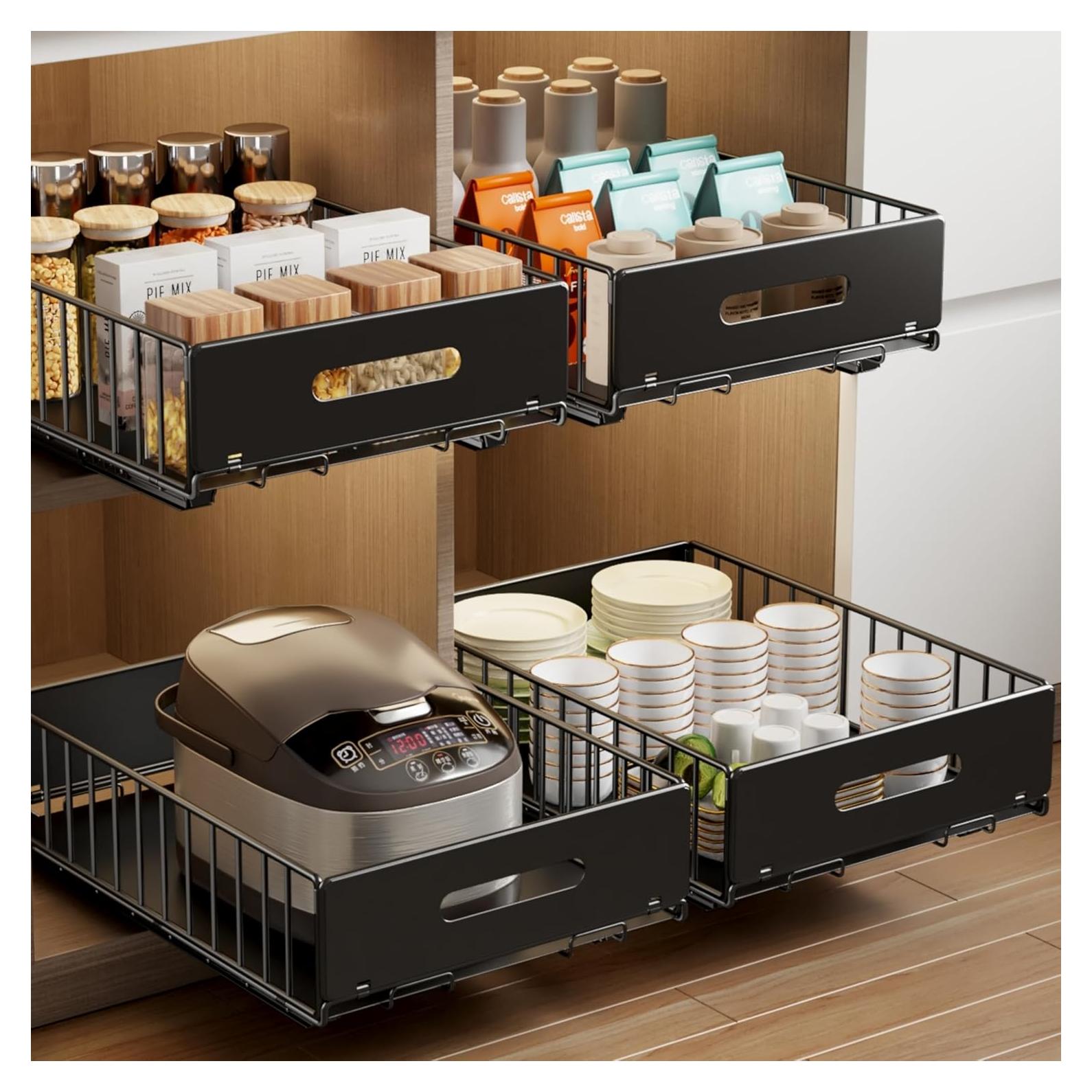 Organizador de Gabinete Extraíble Mustorn 2 Cajones Negro