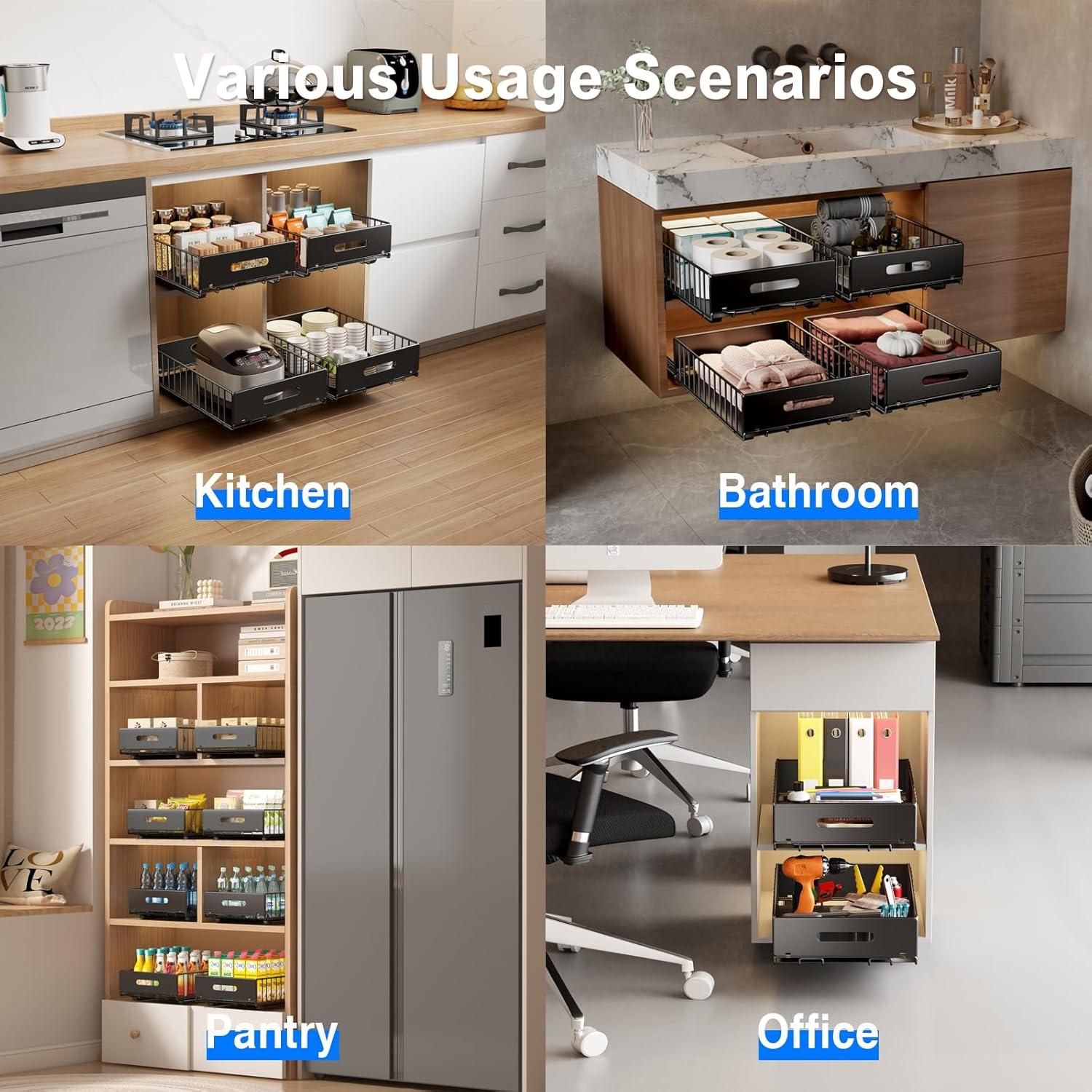 Organizador de Gabinete Extraíble Mustorn 2 Cajones Negro