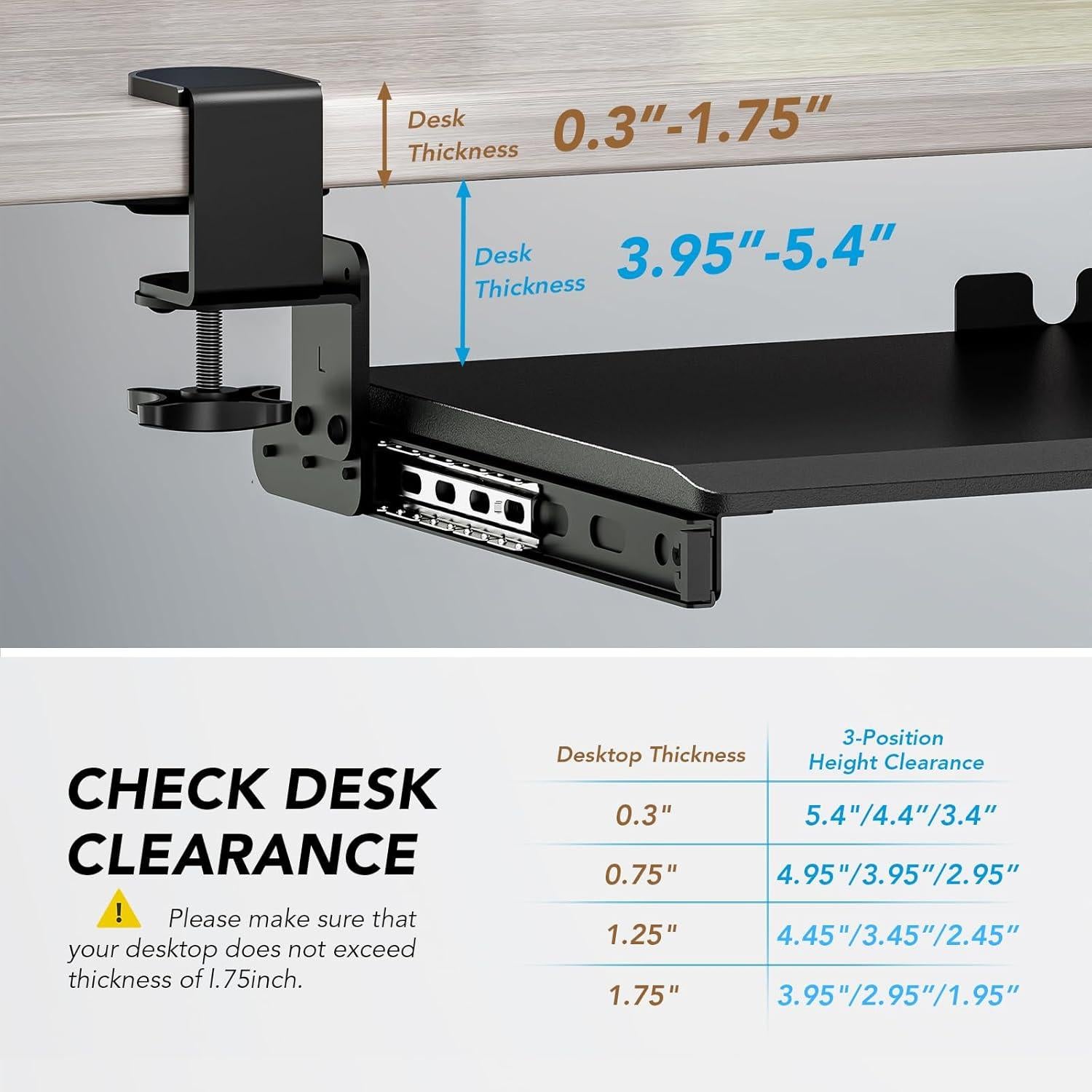 Bandeja de Teclado Bajo Escritorio AX WABER 70 x 28 cm Negra