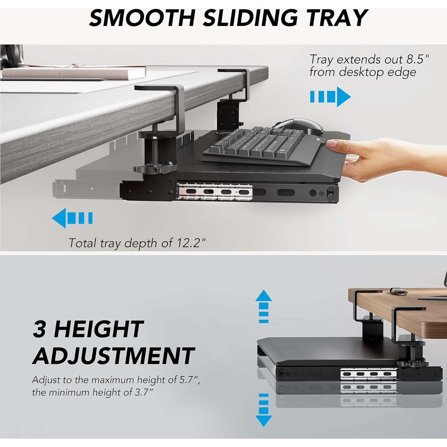 Bandeja de Teclado Bajo Escritorio AX WABER 70 x 28 cm Negra