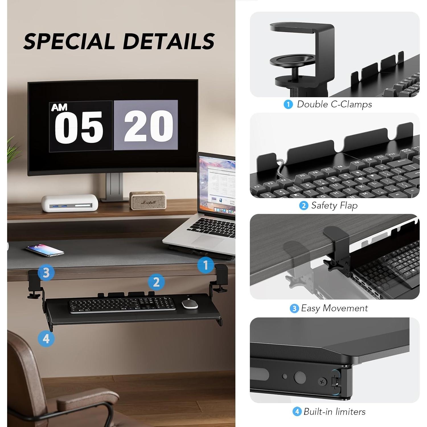 Bandeja de Teclado Bajo Escritorio AX WABER 70 x 28 cm Negra