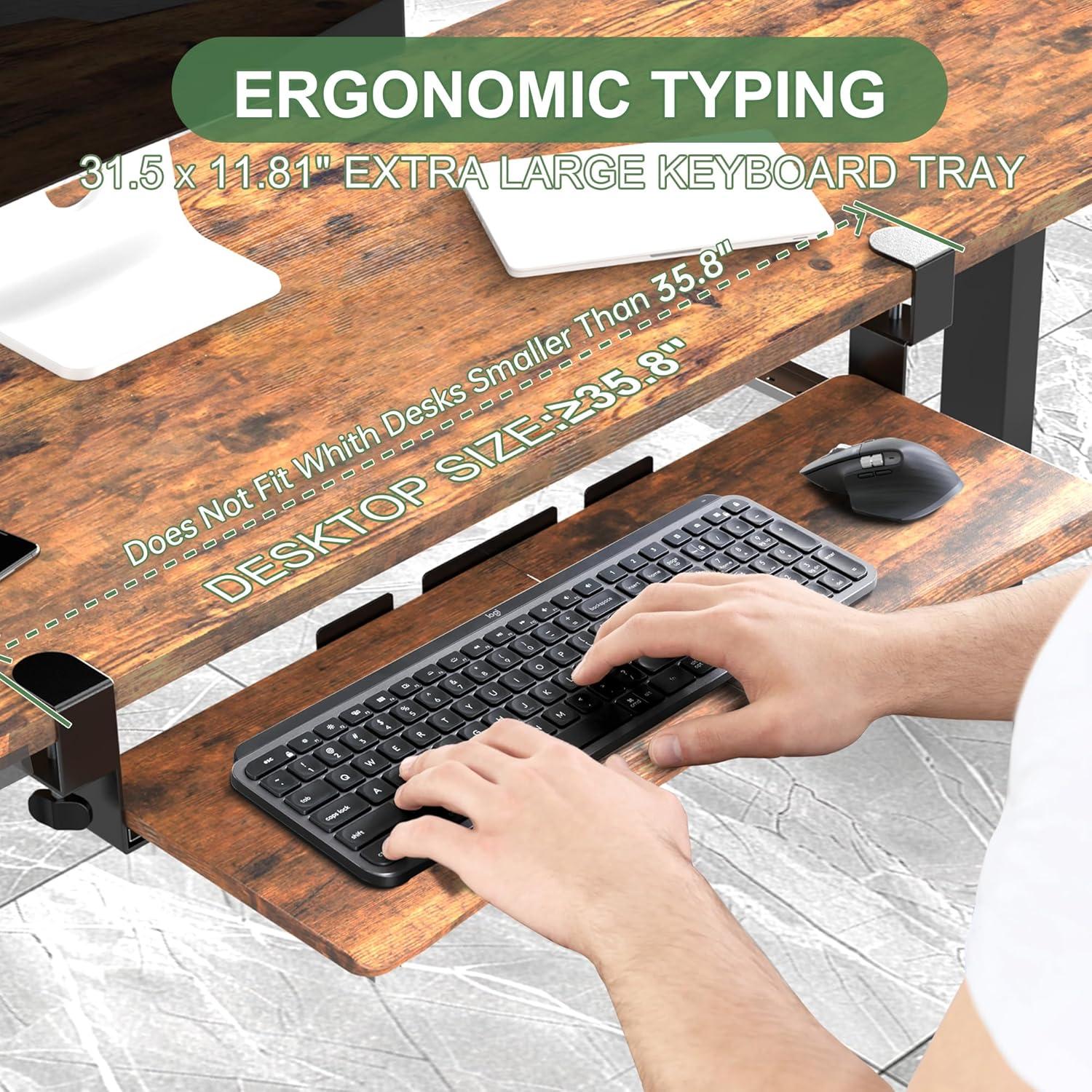 Bandeja de Teclado Deslizante UPGRAVITY 80 cm Marrón Rústico