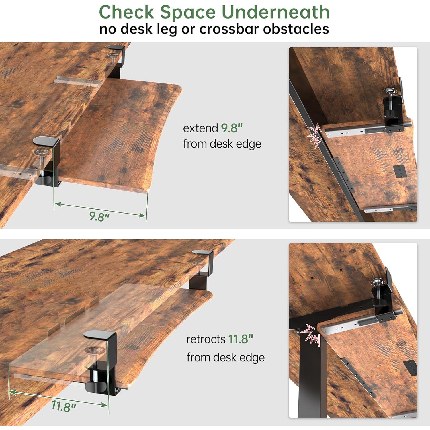 Bandeja de Teclado Deslizante UPGRAVITY 80 cm Marrón Rústico