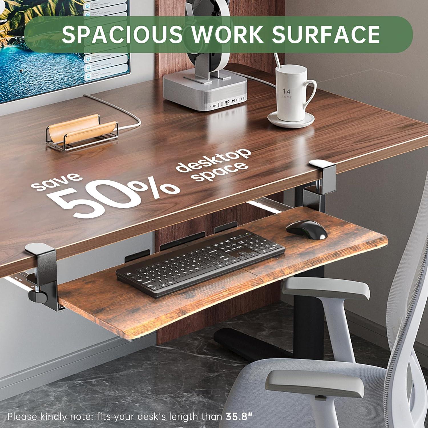 Bandeja de Teclado Deslizante UPGRAVITY 80 cm Marrón Rústico