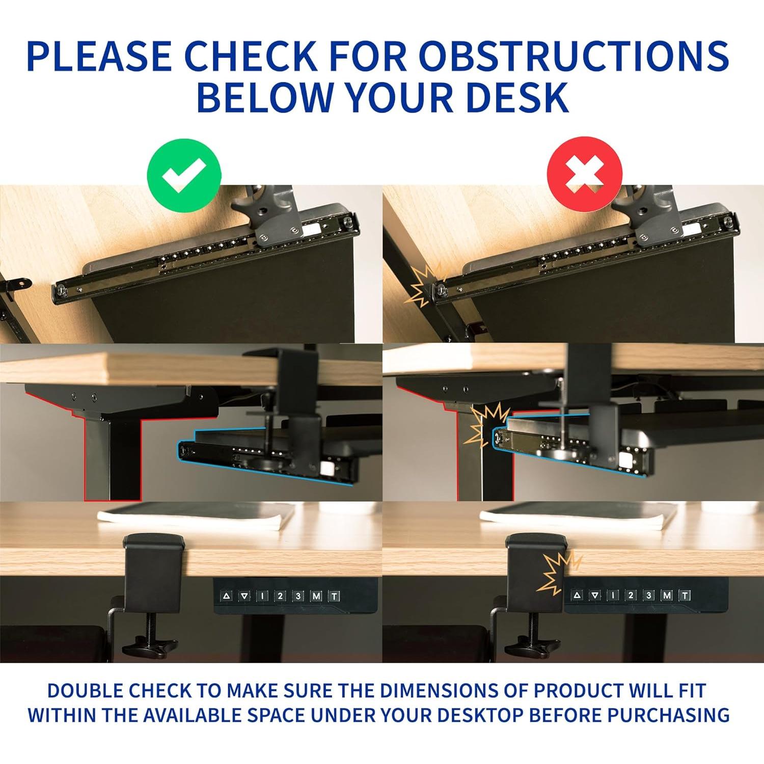 Bandeja de Teclado Ajustable VIVO MOUNT-KB27HB Negra 68,58 cm