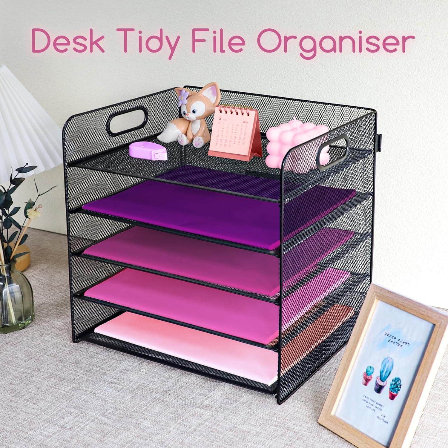 Organizador de Archivos de Metal 5 Niveles con Asa Negro