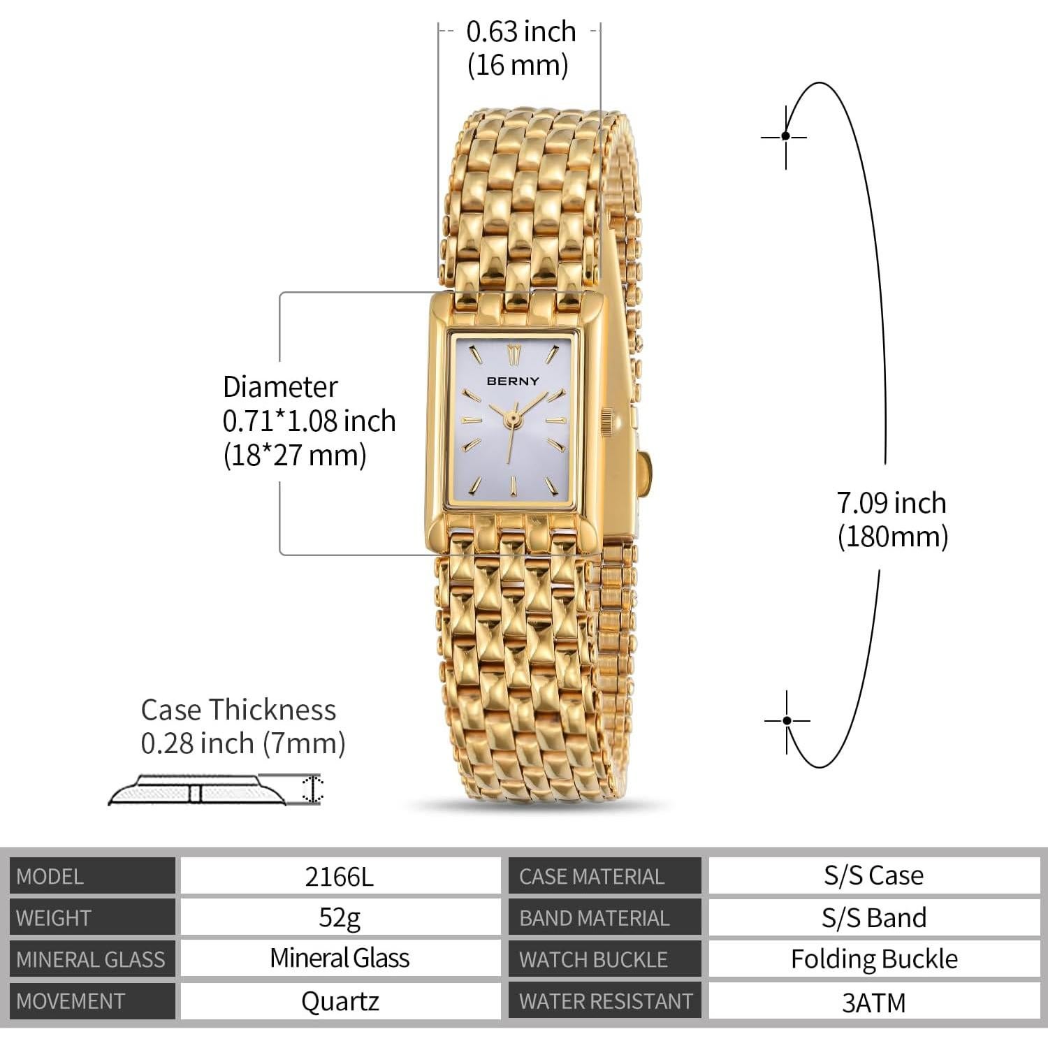 Reloj de pulsera dorado BERNY para mujeres 2166L-B cuarzo