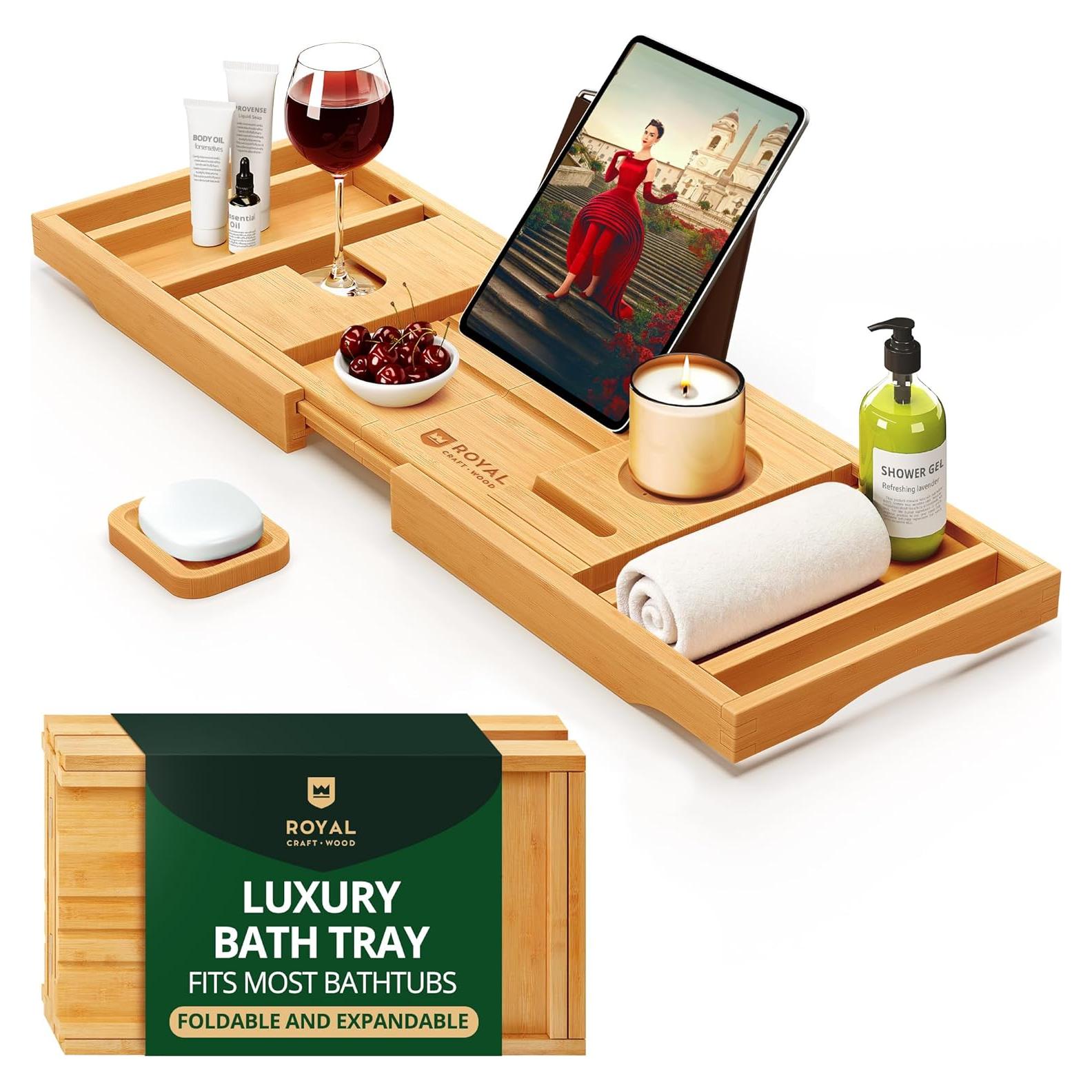 Bandeja de Baño Plegable Royal Craft Wood - Bambú Natural