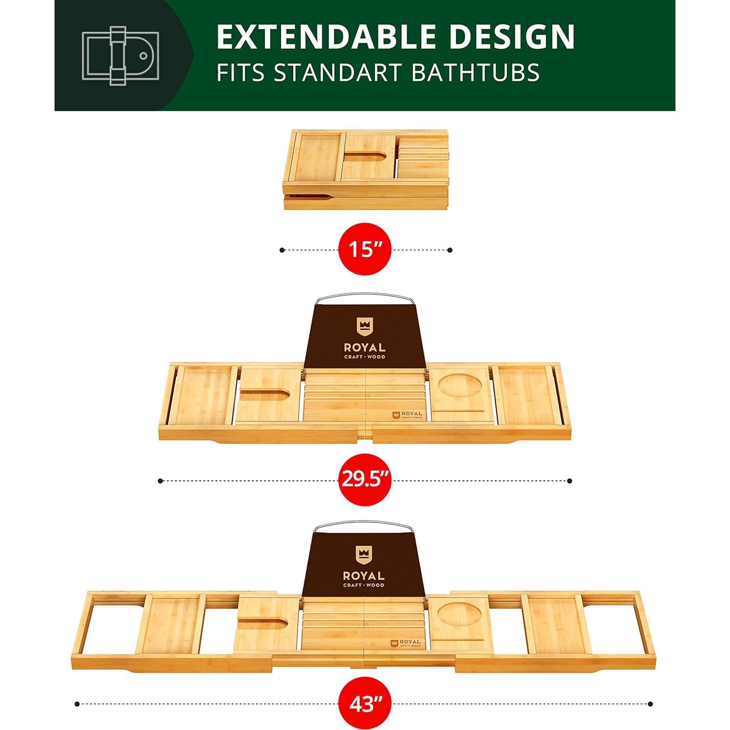 Bandeja de Baño Plegable Royal Craft Wood - Bambú Natural