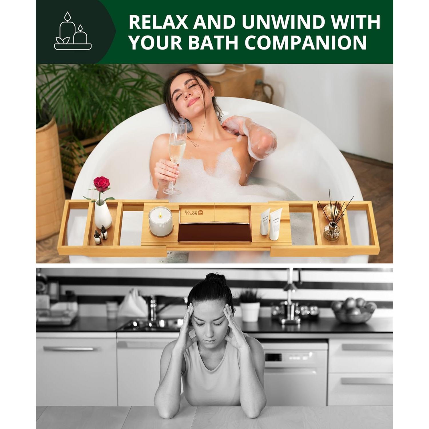 Bandeja de Baño Plegable Royal Craft Wood - Bambú Natural