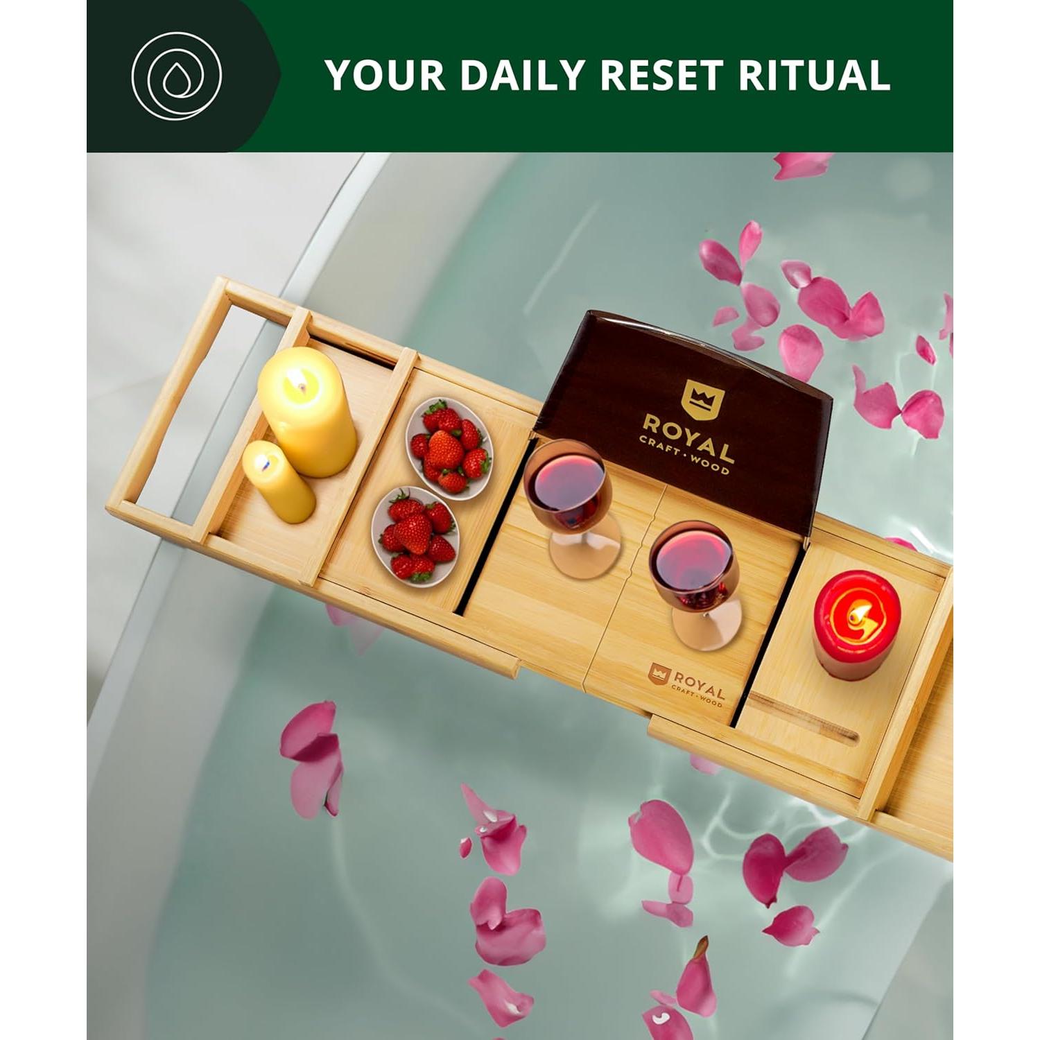 Bandeja de Baño Plegable Royal Craft Wood - Bambú Natural