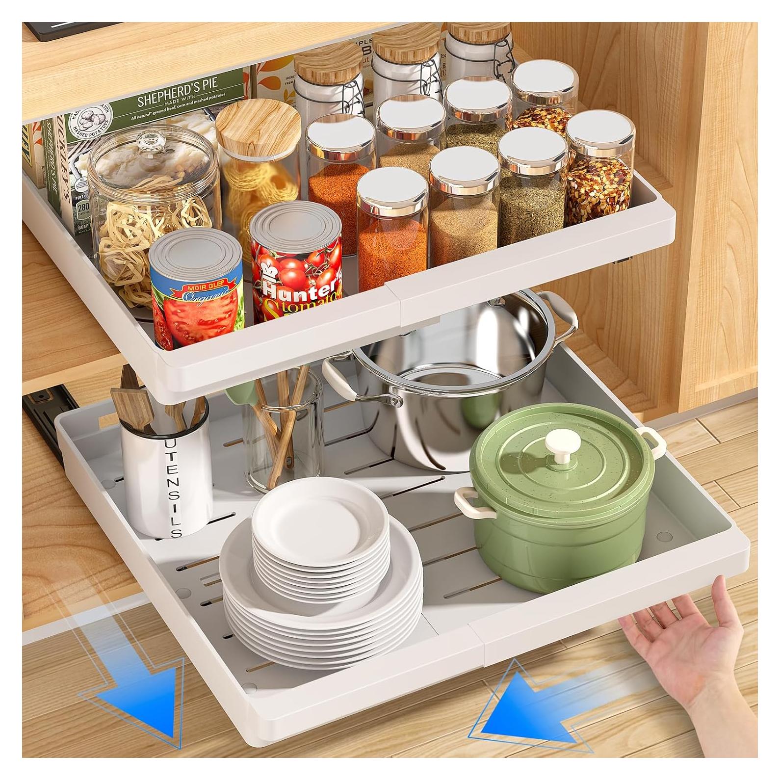 Organizador de Gabinete Extraíble DOMNIU 2 Piezas Blanco 29-44 cm