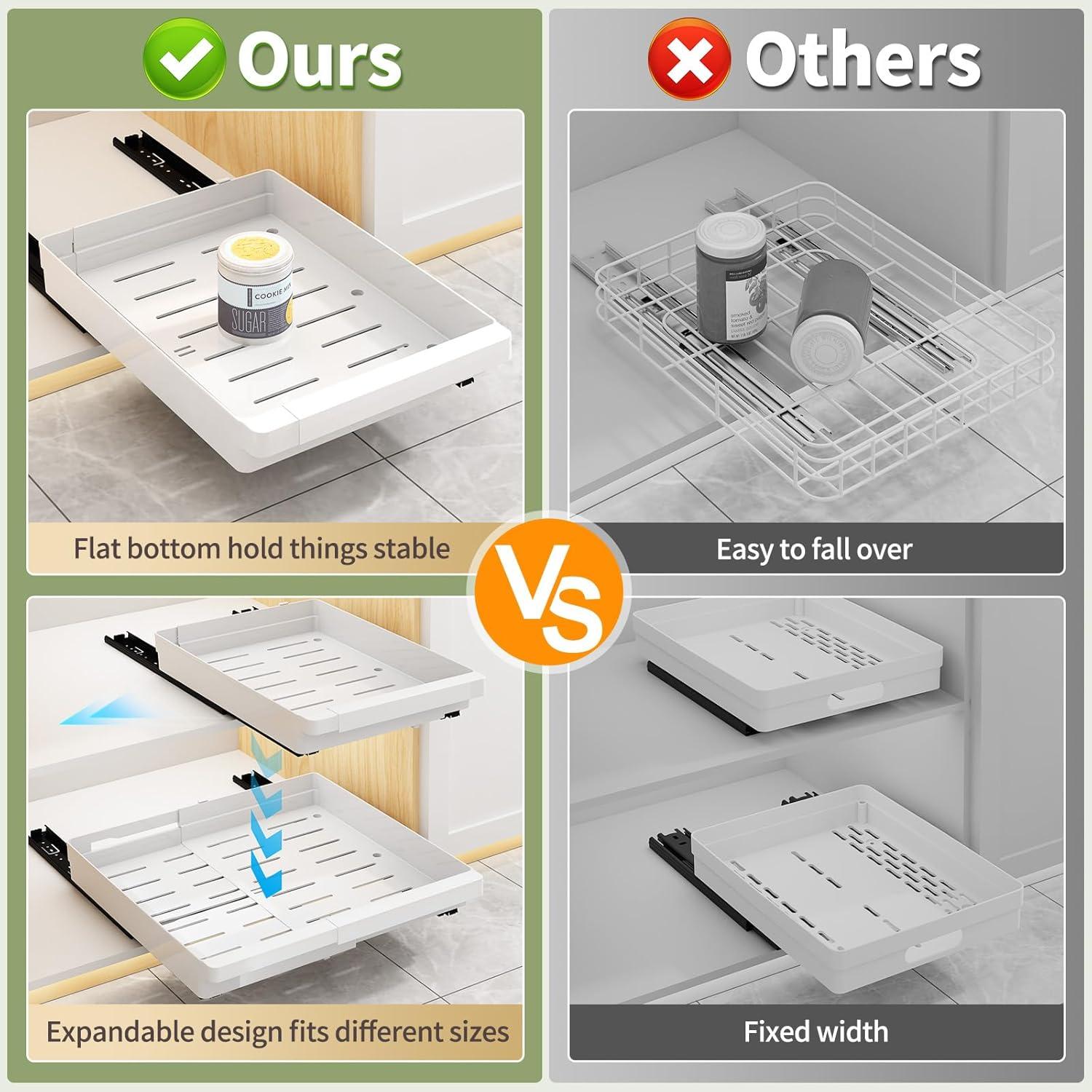 Organizador de Gabinete Extraíble DOMNIU 2 Piezas Blanco 29-44 cm