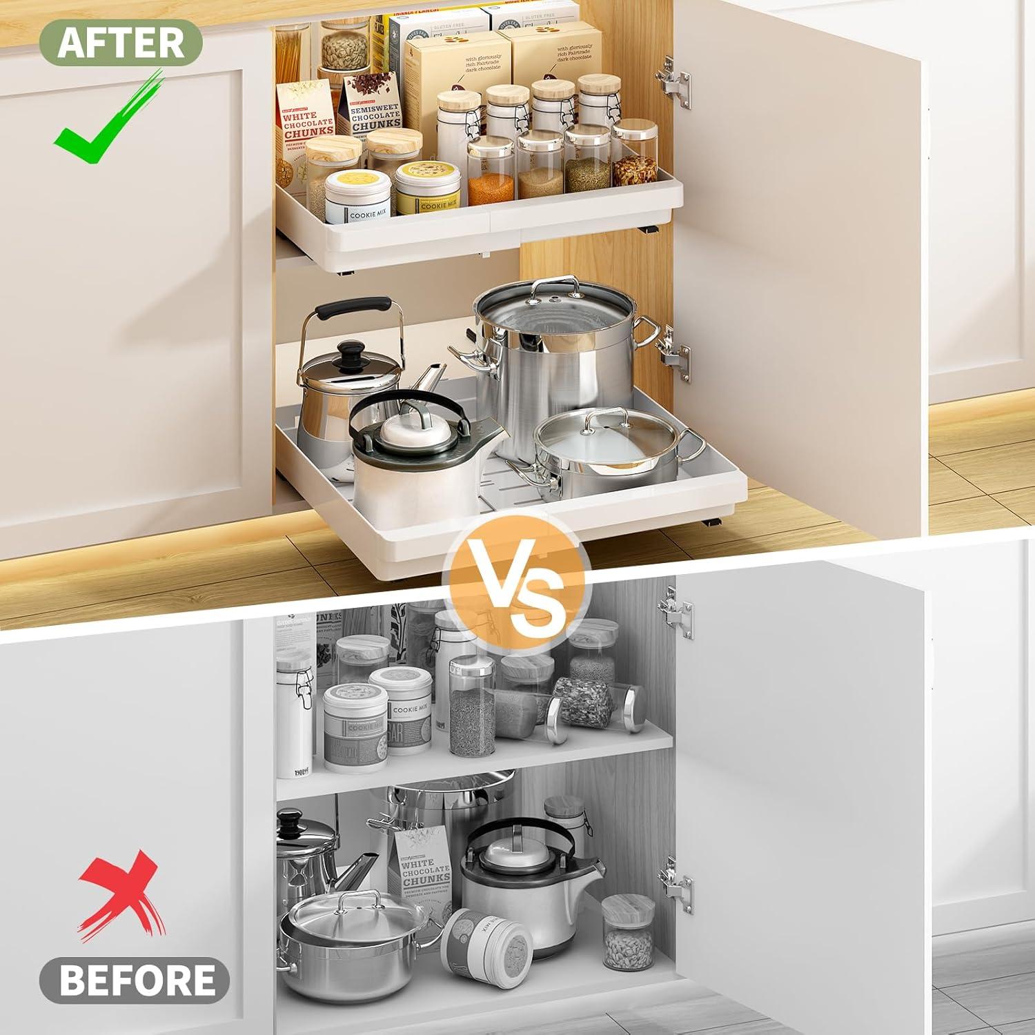 Organizador de Gabinete Extraíble DOMNIU 2 Piezas Blanco 29-44 cm