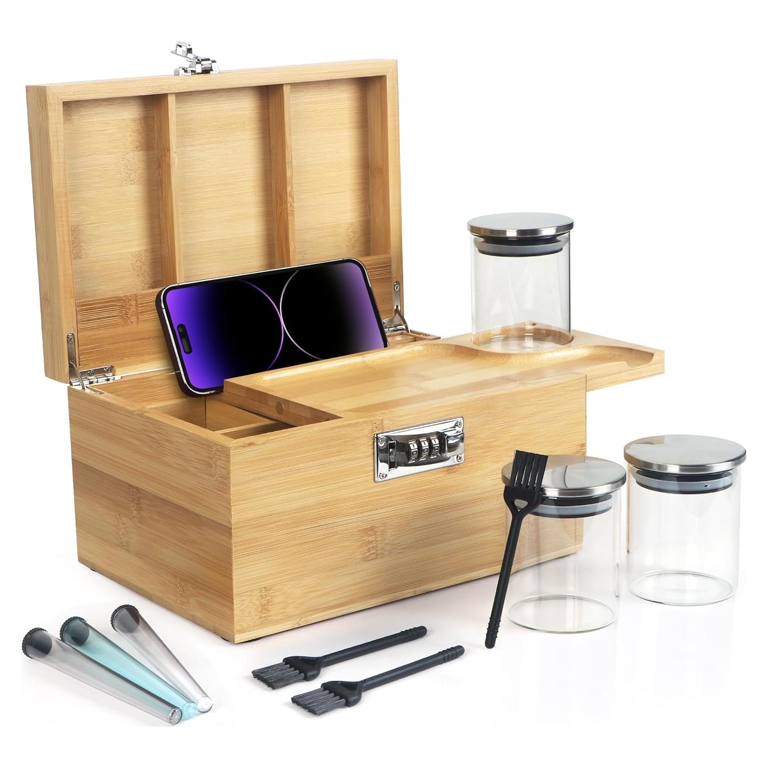 Caja de Almacenamiento BELO VALE de Bambú con Cerradura 25.4x17.8cm