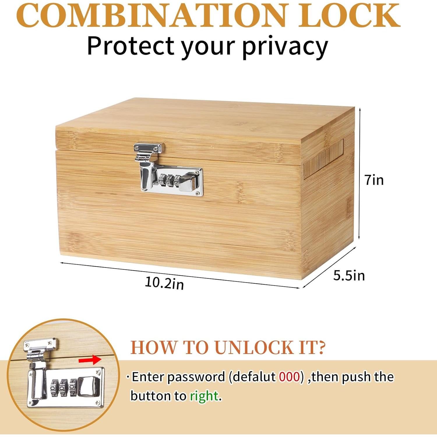 Caja de Almacenamiento BELO VALE de Bambú con Cerradura 25.4x17.8cm