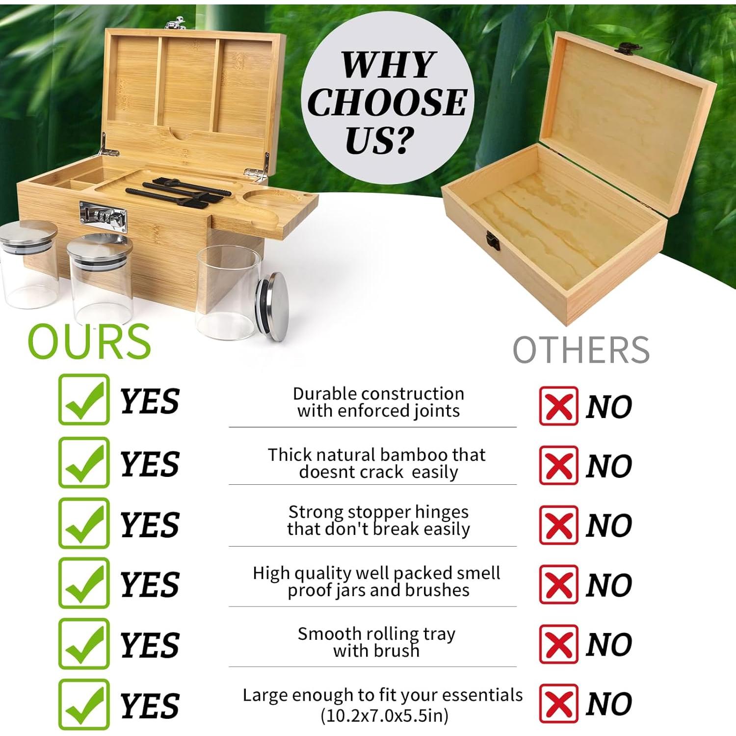 Caja de Almacenamiento BELO VALE de Bambú con Cerradura 25.4x17.8cm