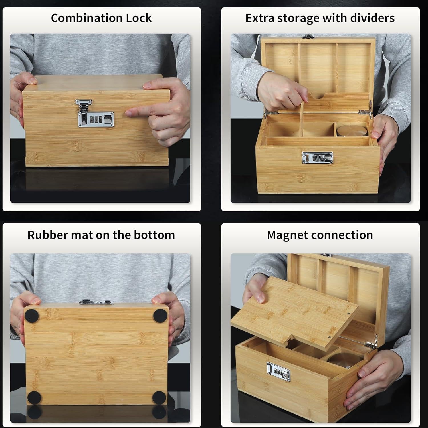 Caja de Almacenamiento BELO VALE de Bambú con Cerradura 25.4x17.8cm