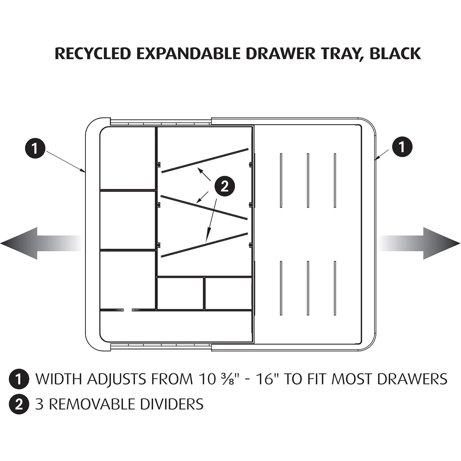 Bandeja de Cajón Expandible Officemate Negra 26-40 cm