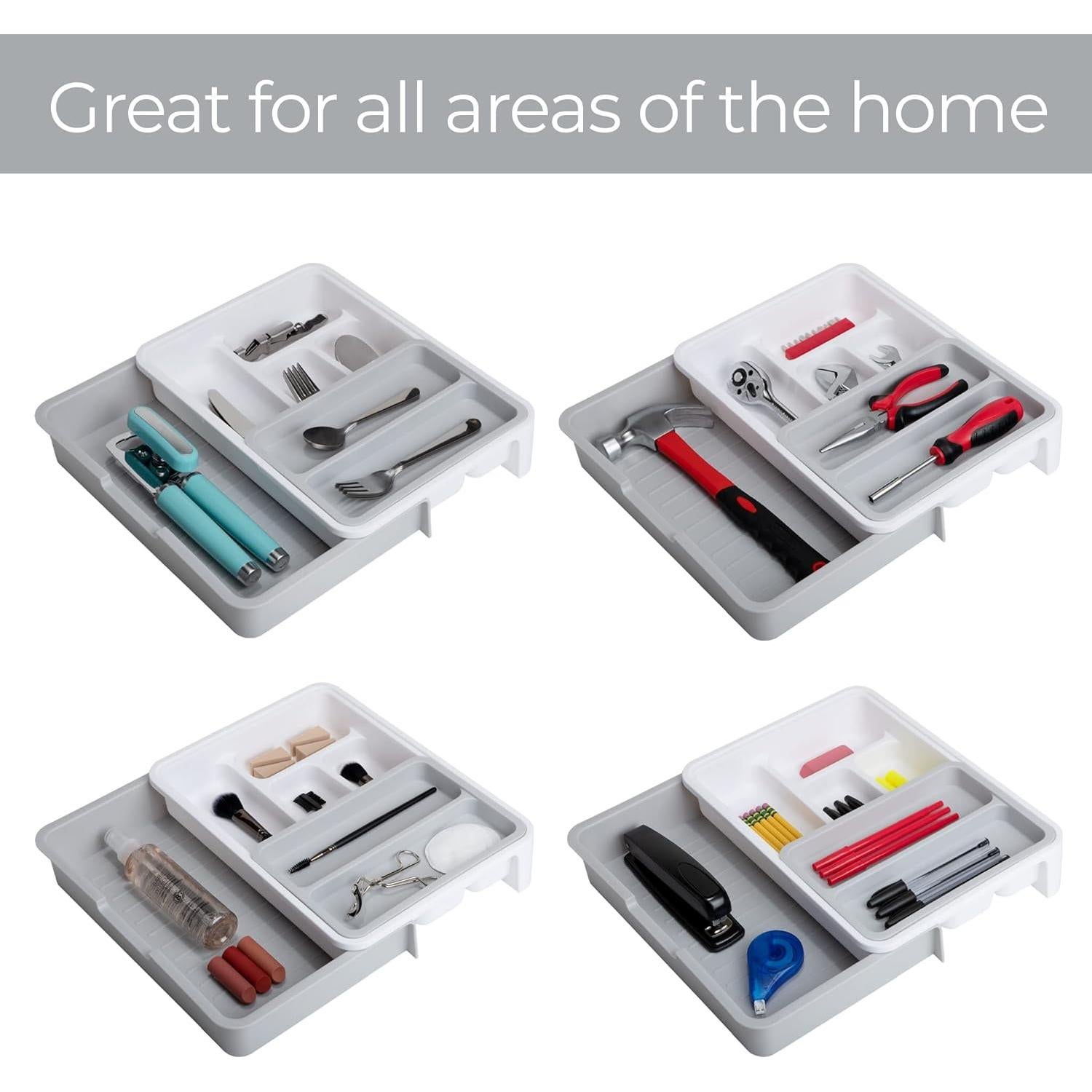 Organizador de Cajón Expandible Smart Design 7 Compartimentos Blanco