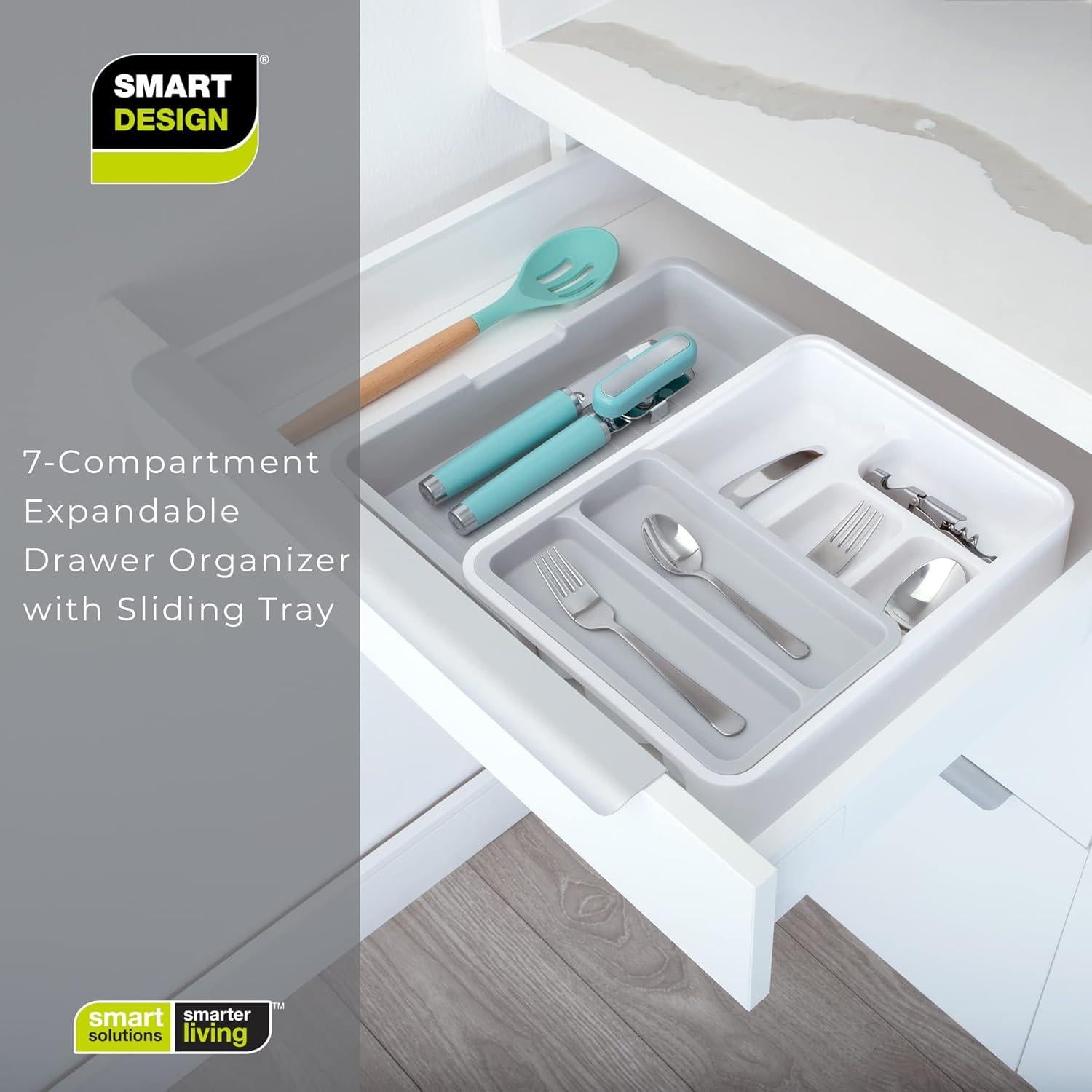 Organizador de Cajón Expandible Smart Design 7 Compartimentos Blanco