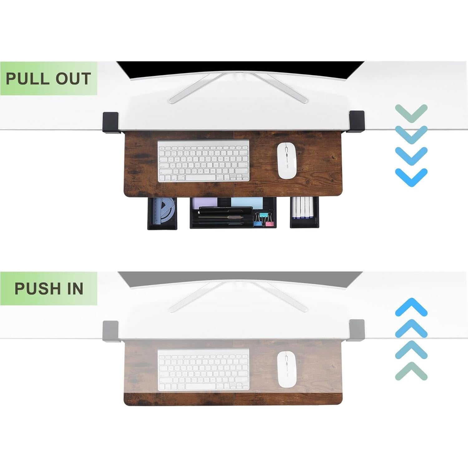Bandeja de teclado TECLUK 68 x 30 cm con cajón Caoba