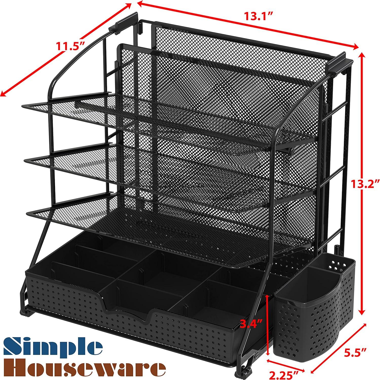 Organizador de Documentos Simple Houseware Negro 3 Niveles