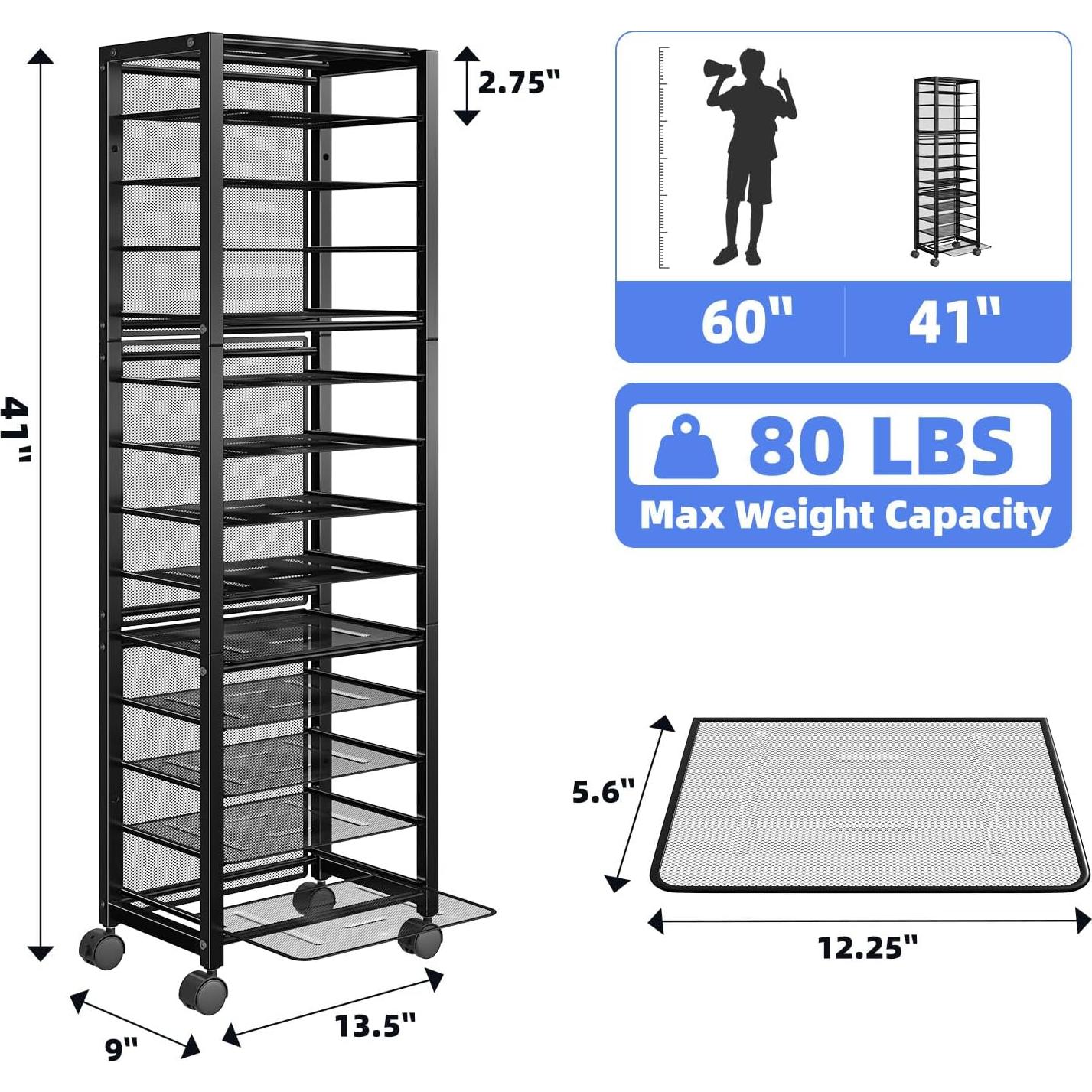 Carro de Archivo Rodante Simple Trending 14 Niveles Negro