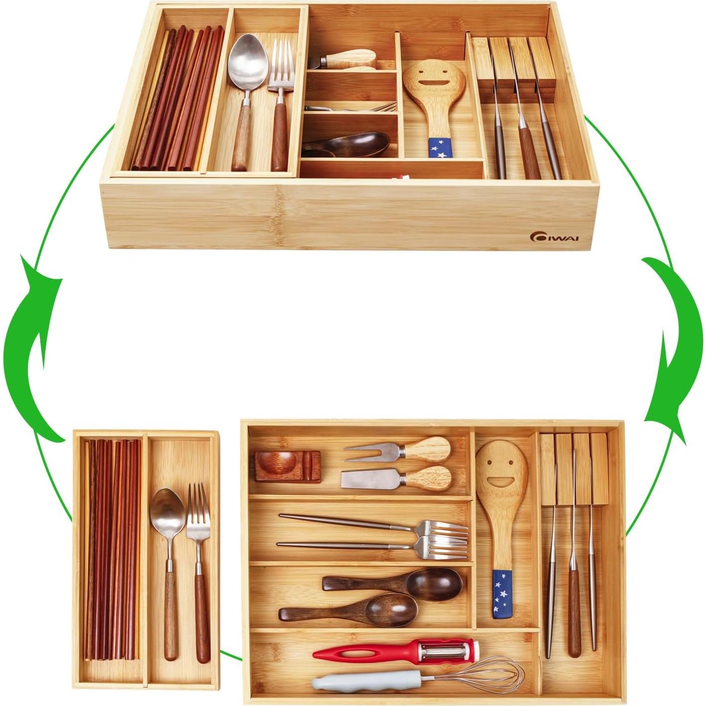 Organizador de Cajón de Cocina COIWAI de Bambú Natural