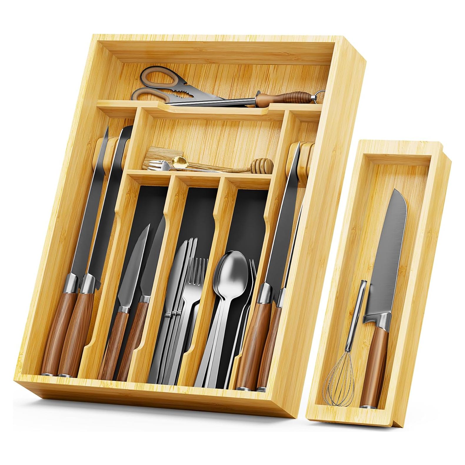 Organizador de Cubiertos de Bambú NiHome 2 Niveles 415x315x77mm