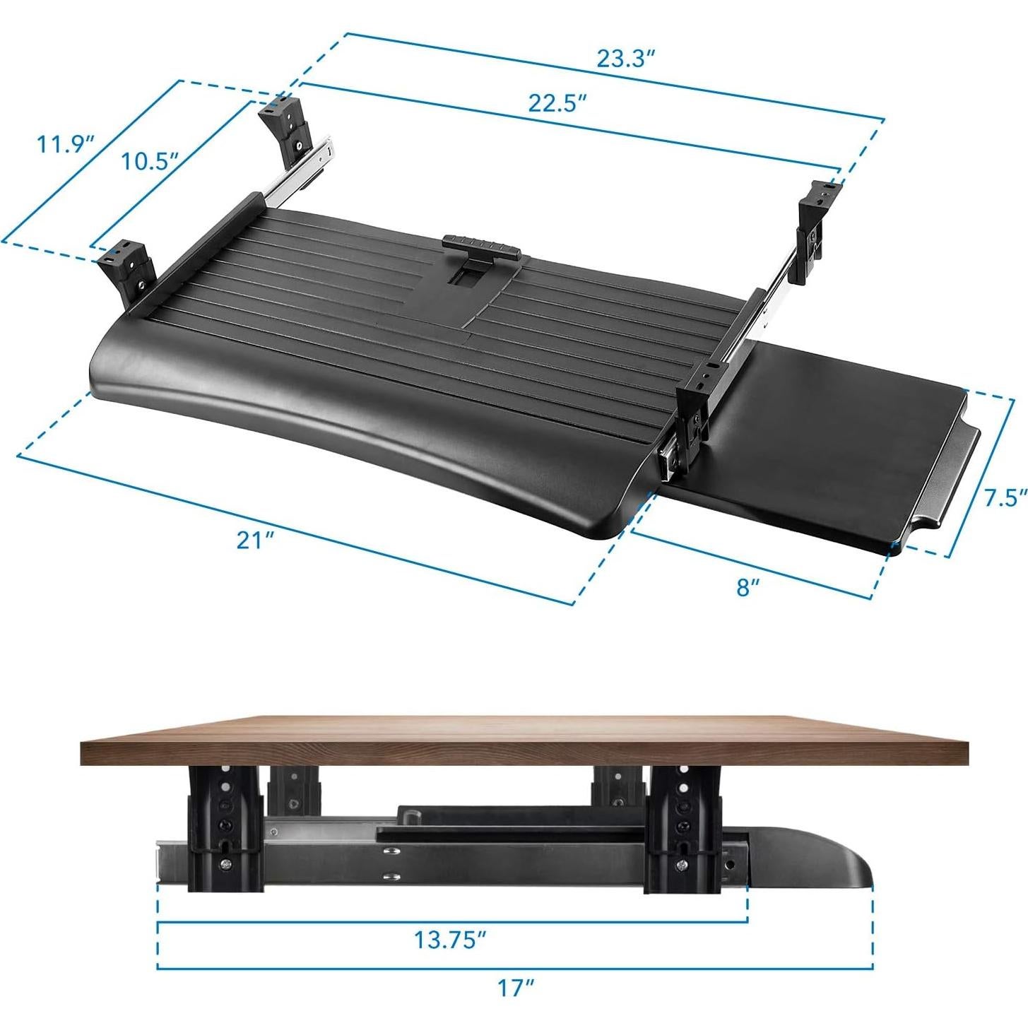 Cajón de Teclado Deslizante Mount-It! 53 cm Ajustable