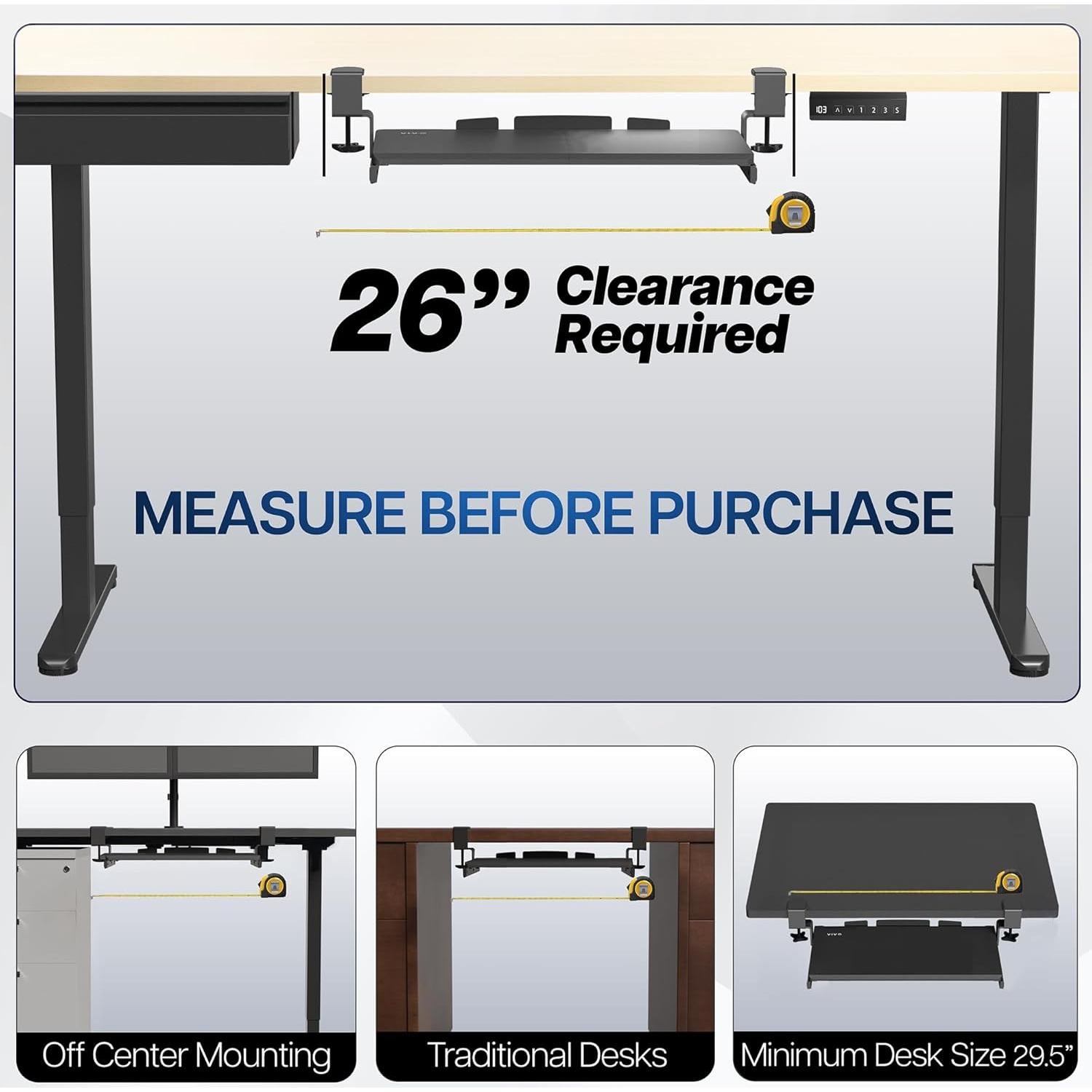 Bandeja de Teclado VIVO 50,8 cm Deslizante Negro