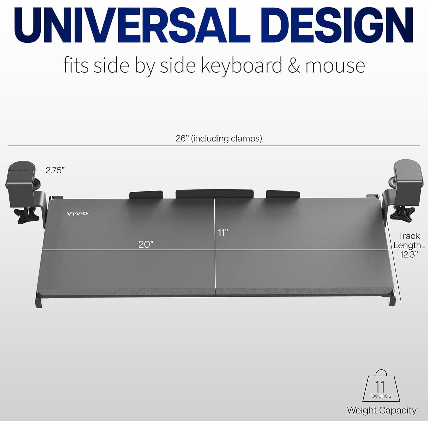 Bandeja de Teclado VIVO 50,8 cm Deslizante Negro